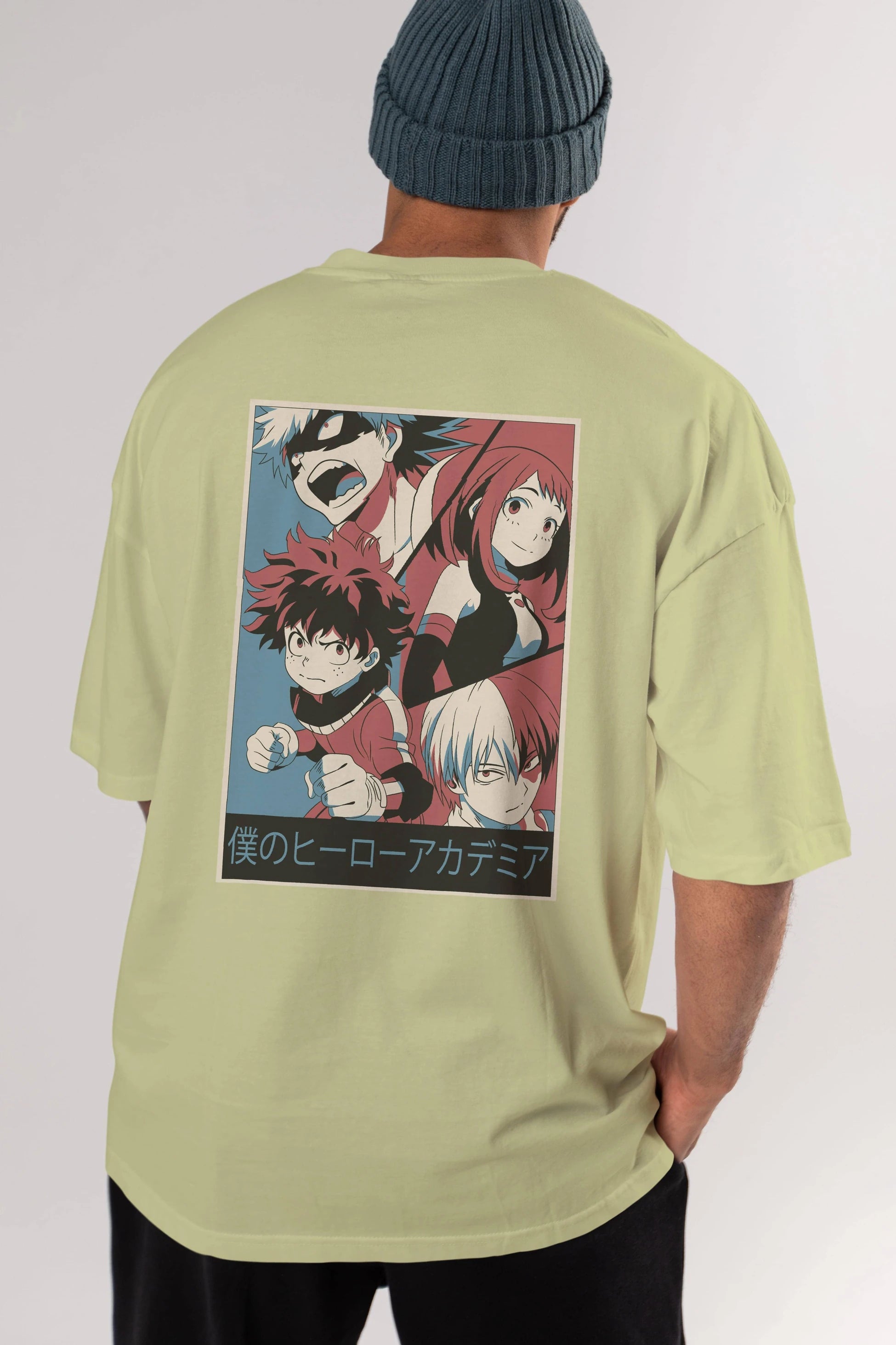 BokuNoHero Anime Arka Baskılı Oversize t-shirt Erkek Kadın Unisex