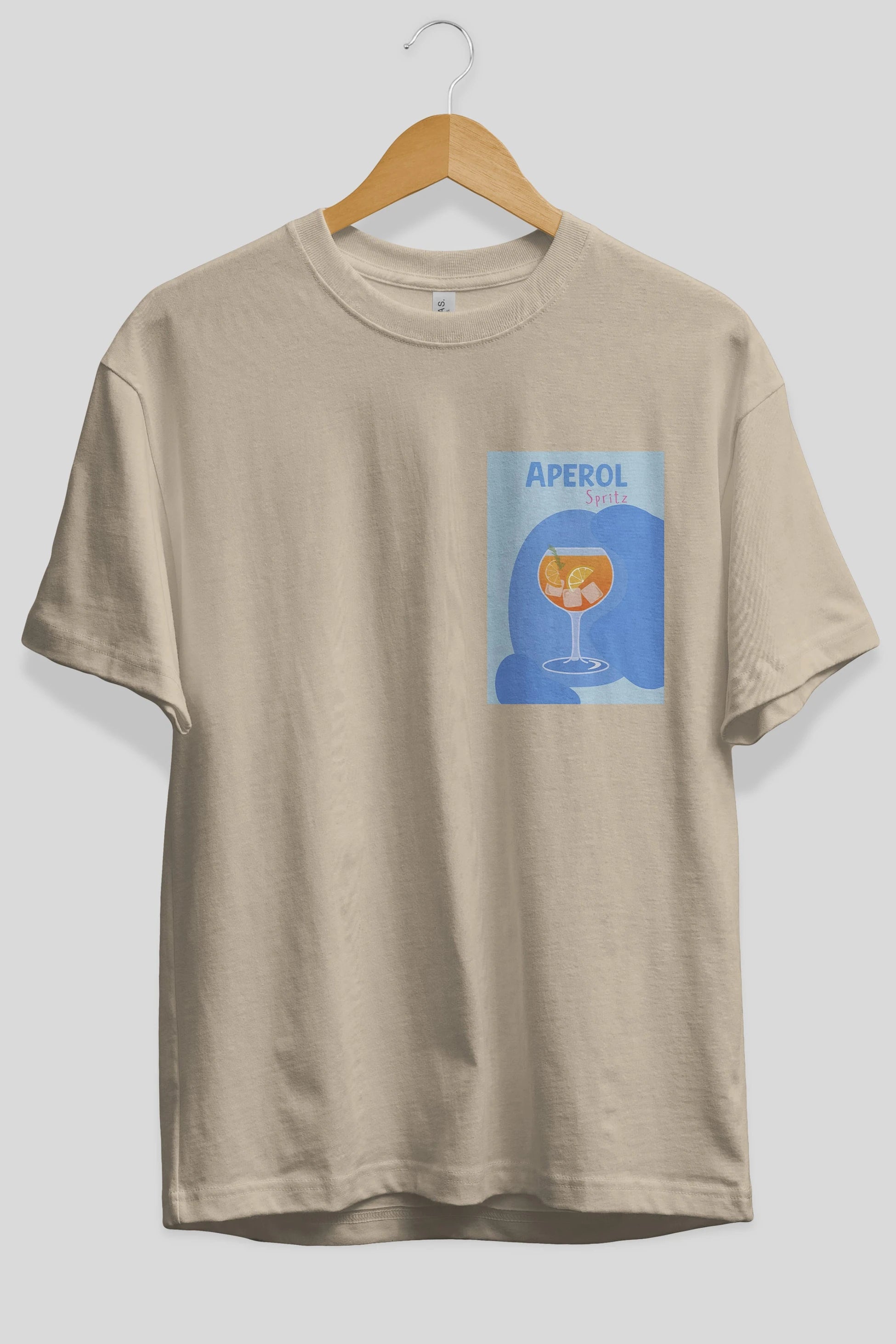 Aperol Spritz 10 Ön Sol Baskılı Oversize t-shirt Erkek Kadın Unisex %100 Pamuk Bisiklet Yaka tişort
