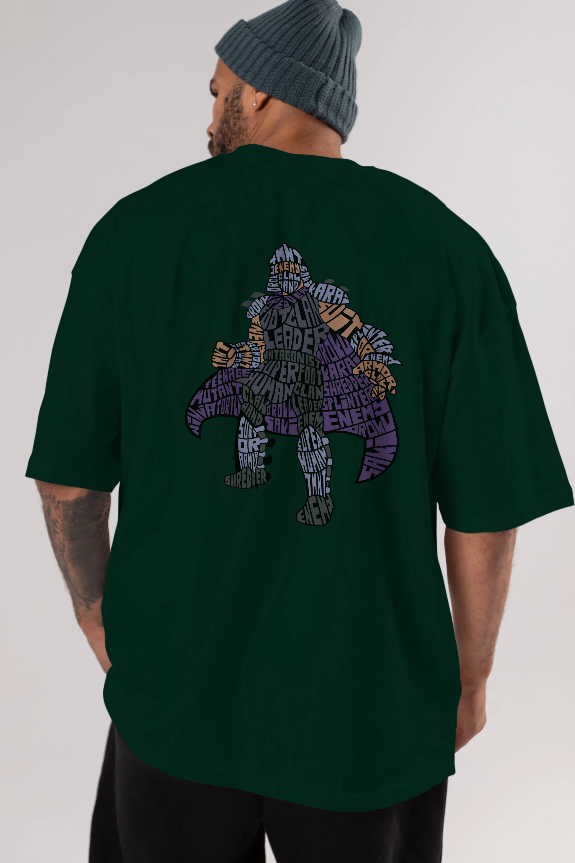 Foot Clan Leader Arka Baskılı Oversize t-shirt %100 pamuk Erkek Kadın Unisex