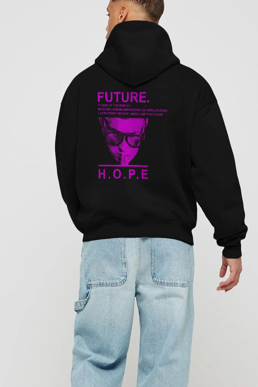 Future Hope Arka Baskılı Hoodie Oversize Kapüşonlu Sweatshirt Erkek Kadın Unisex