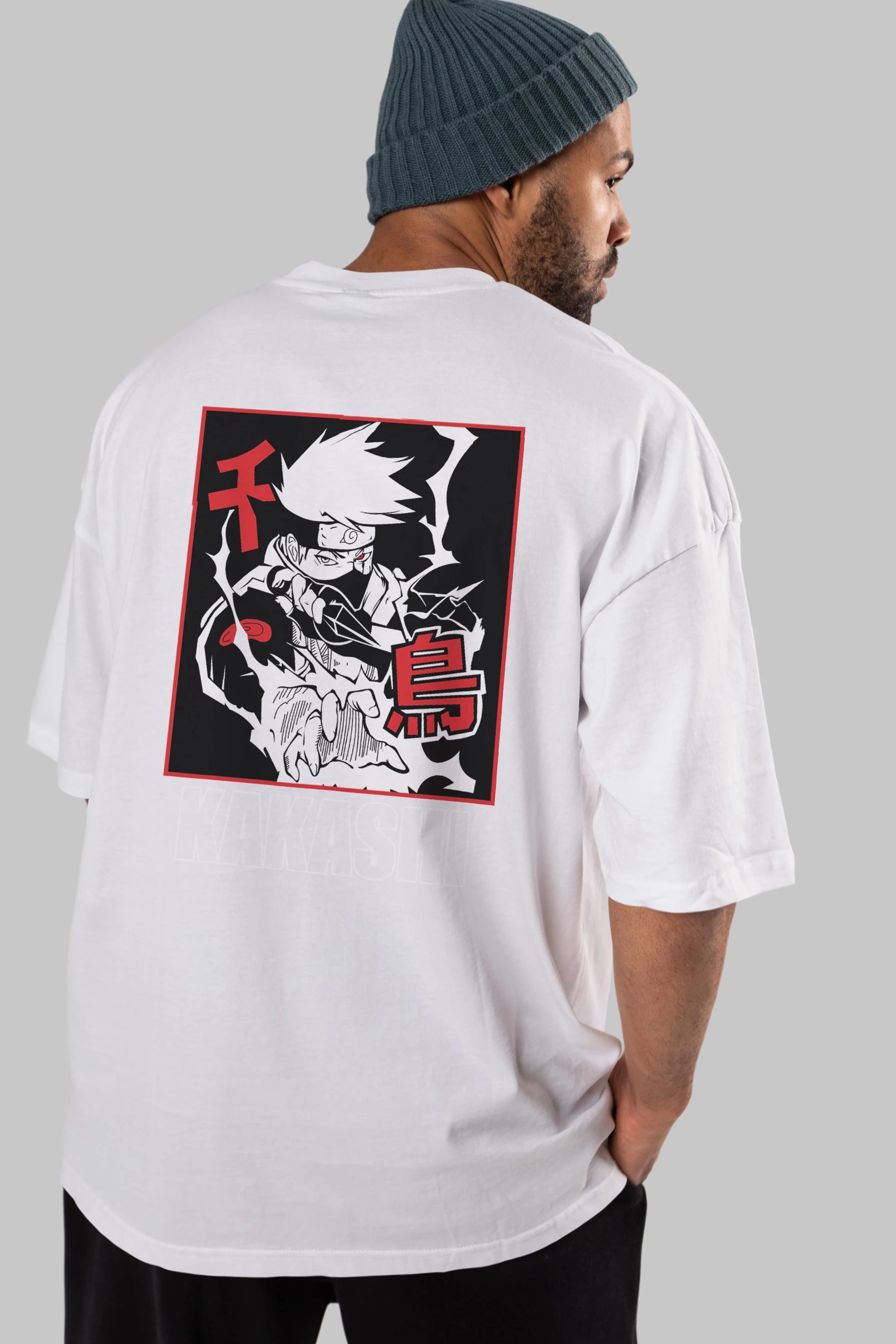 KAKASHI HATAKE NARUTO Anime Arka Baskılı Oversize t-shirt Erkek Kadın Unisex