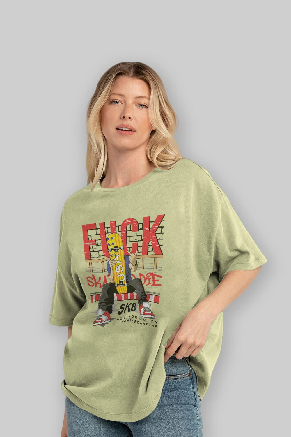 Skate or Die Ön Baskılı Oversize t-shirt Erkek Kadın Unisex