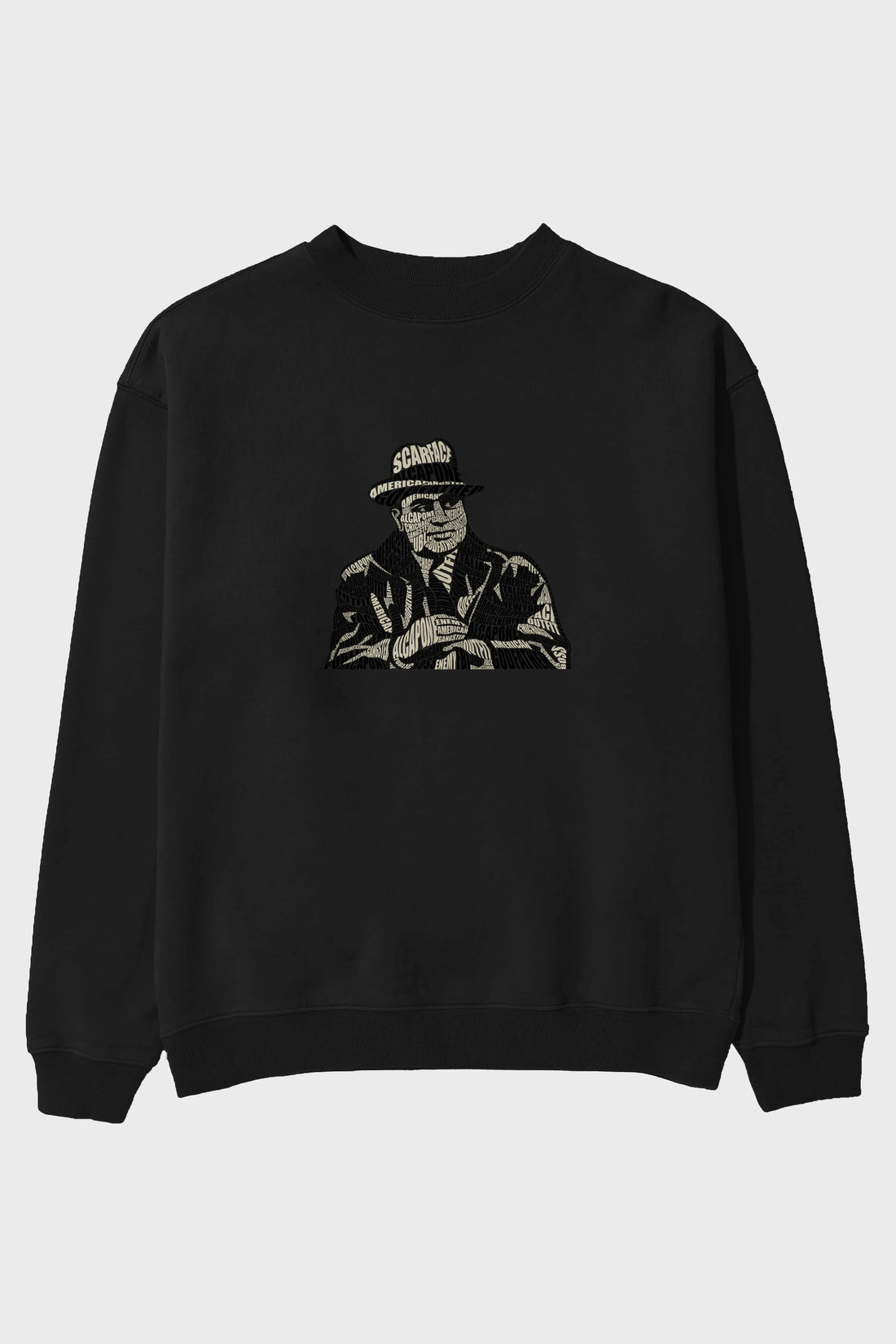 Al Capone Calligram Ön Baskılı Oversize Sweatshirt Erkek Kadın Unisex