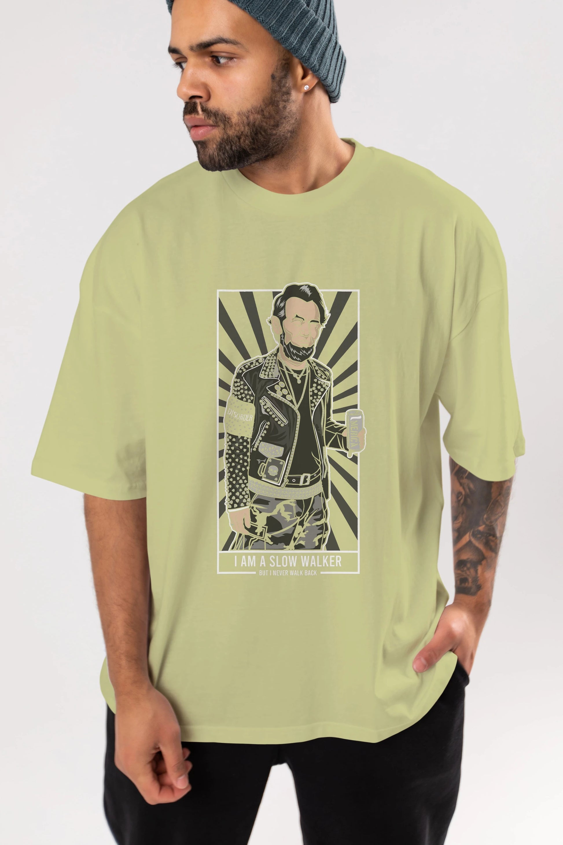 Lincoln Street Punk Ön Baskılı Oversize t-shirt Erkek Kadın Unisex %100 Pamuk tişort