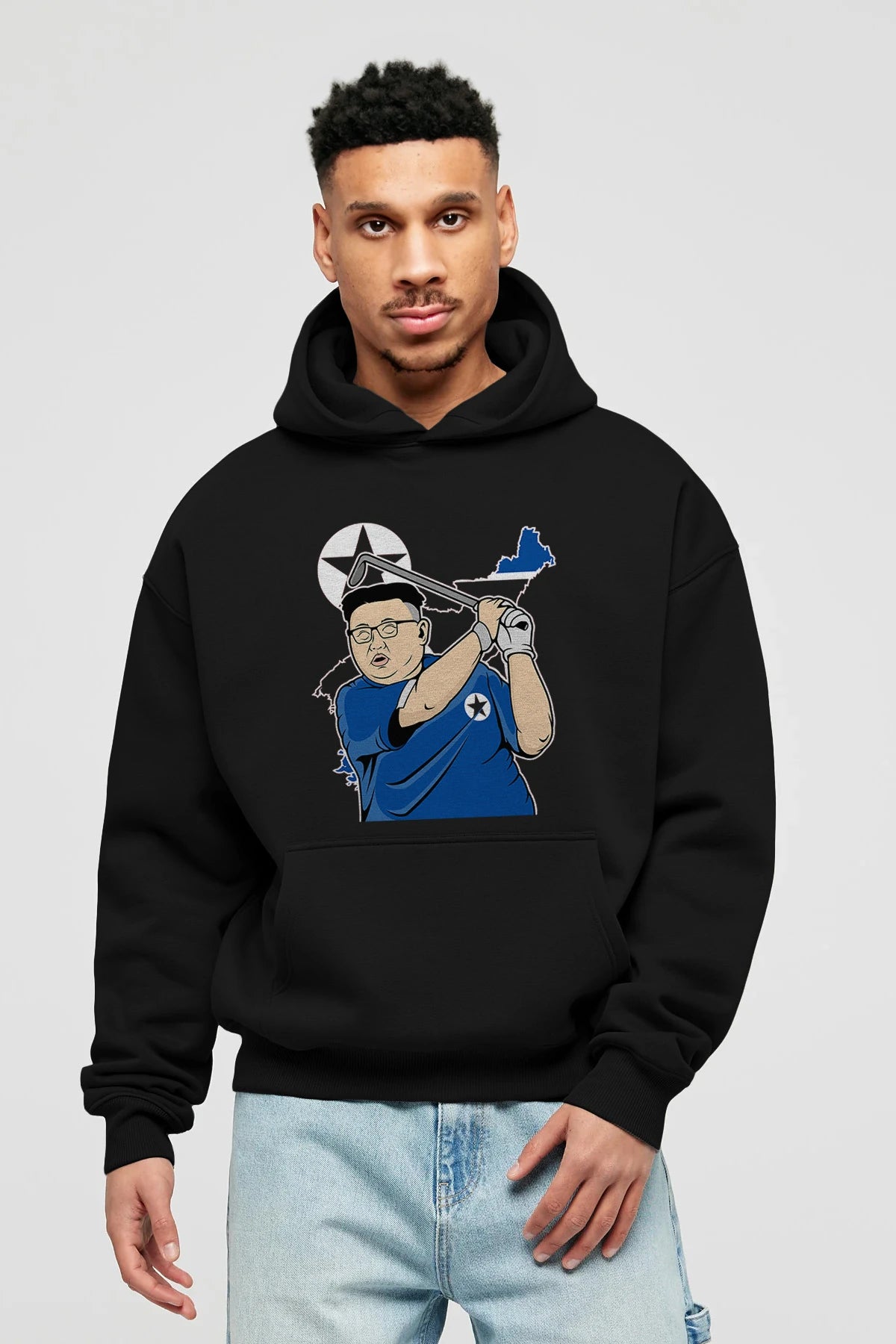 Kim Golf Ön Baskılı Hoodie Oversize Kapüşonlu Sweatshirt Erkek Kadın Unisex