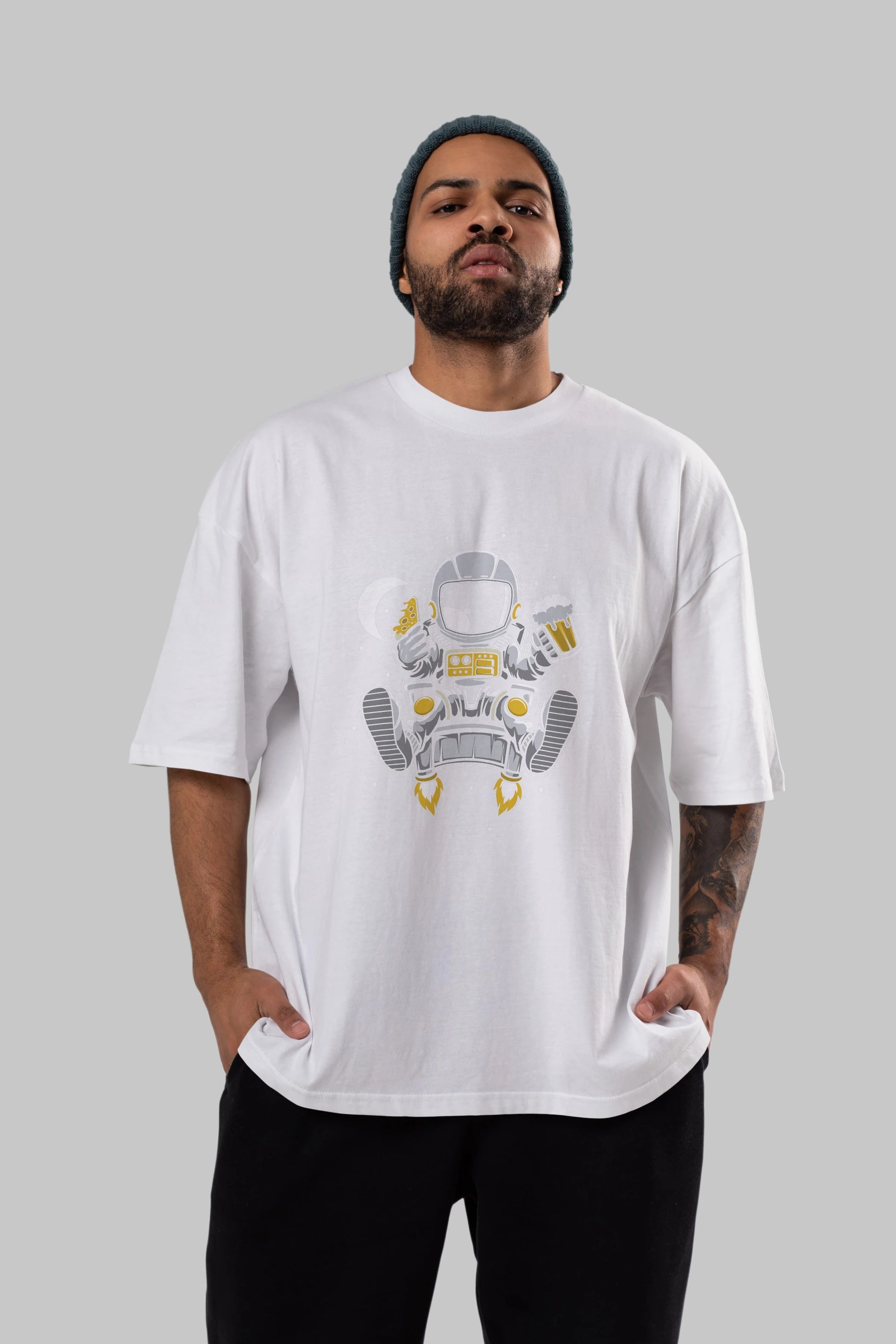 Astronaut Relax (2) Ön Baskılı Oversize t-shirt Erkek Kadın Unisex
