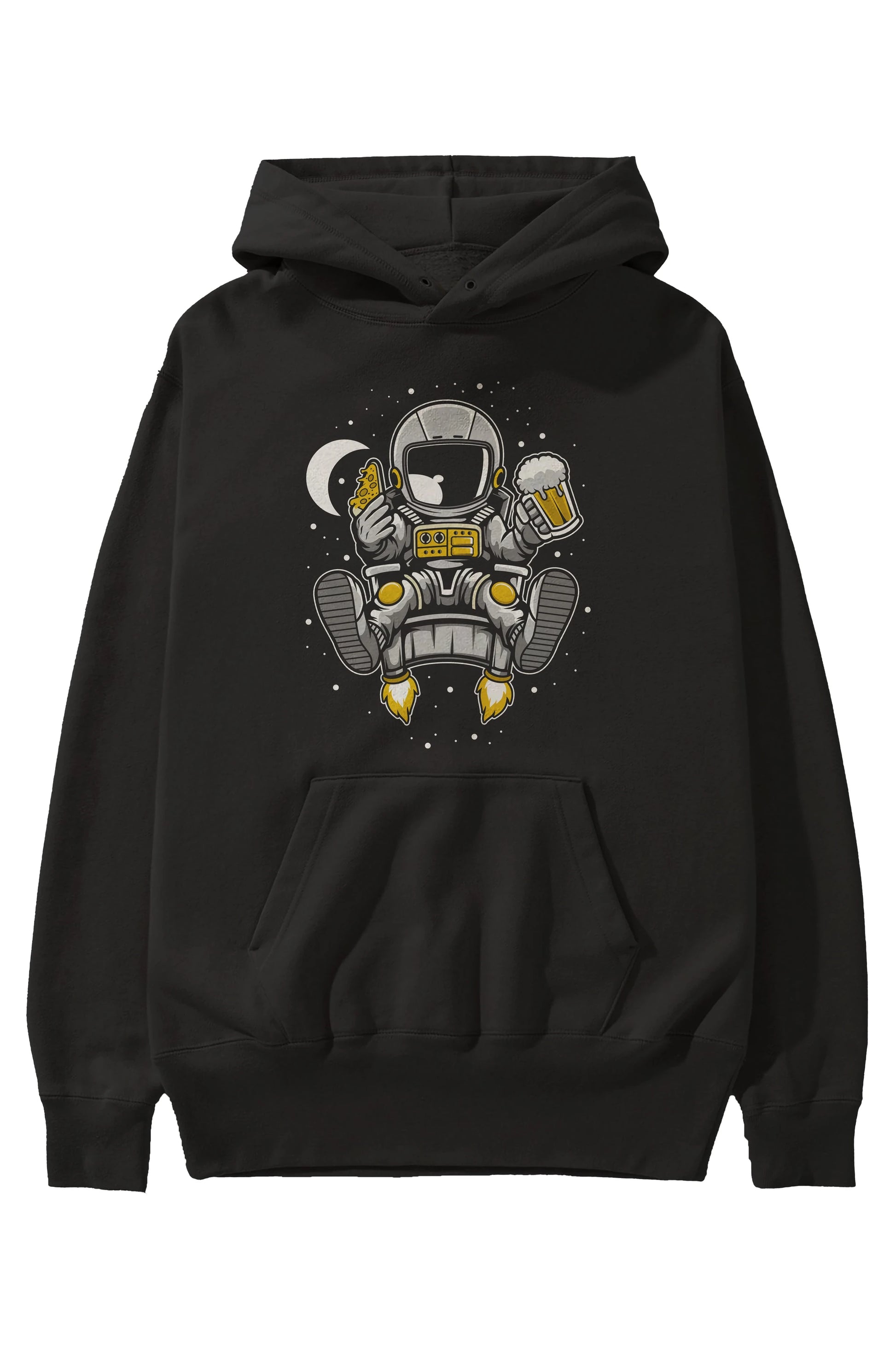 Astronaut Relax (2) Ön Baskılı Hoodie Oversize Kapüşonlu Sweatshirt Erkek Kadın Unisex