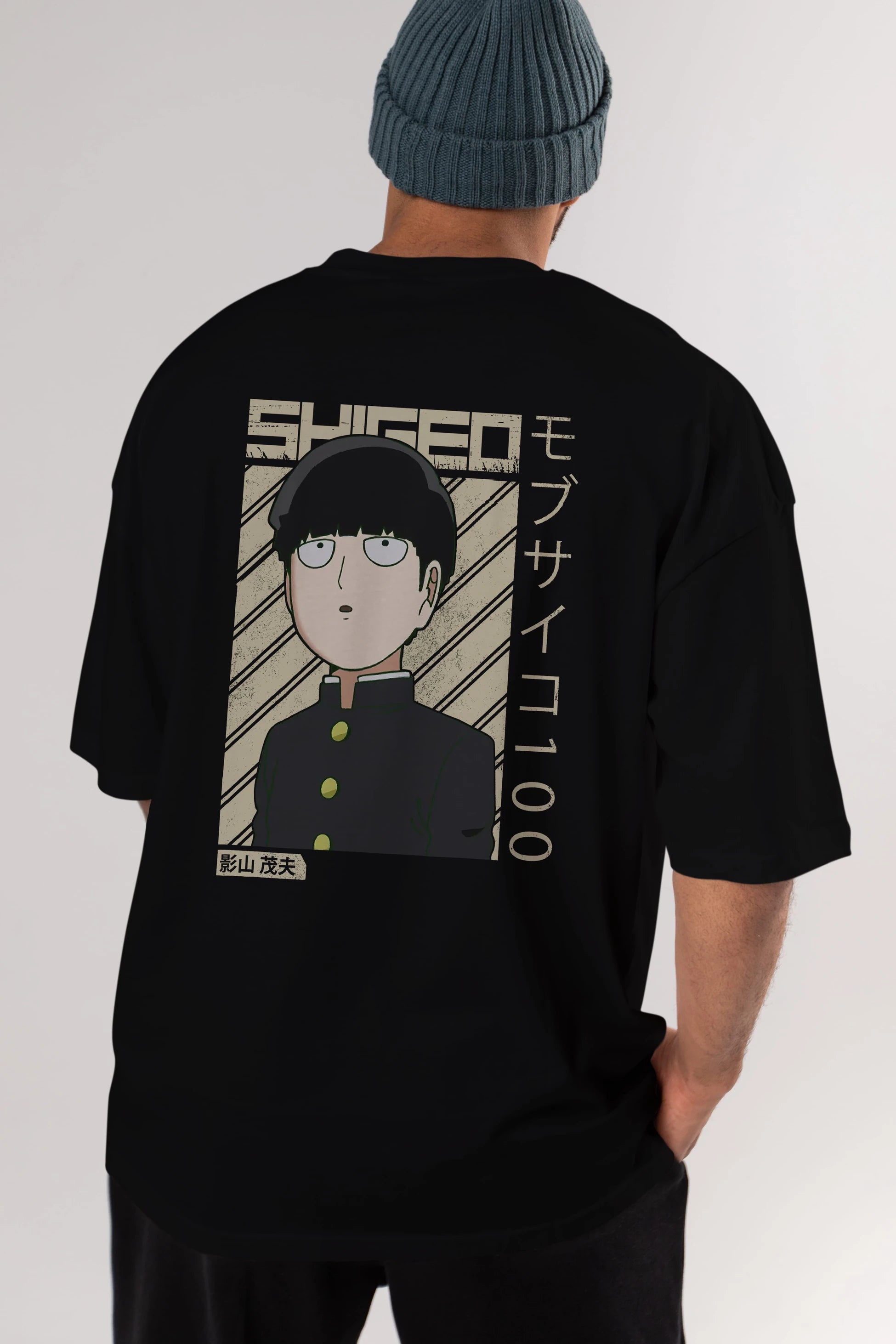 Shigeo Kageyama 2 Anime Arka Baskılı Oversize t-shirt Erkek Kadın Unisex