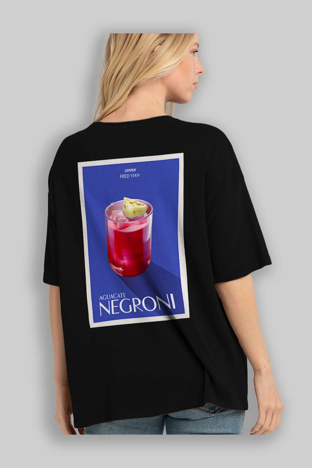 Aguacate Negroni Arka Baskılı Oversize t-shirt Erkek Kadın Unisex %100 Pamuk Bisiklet Yaka tişort