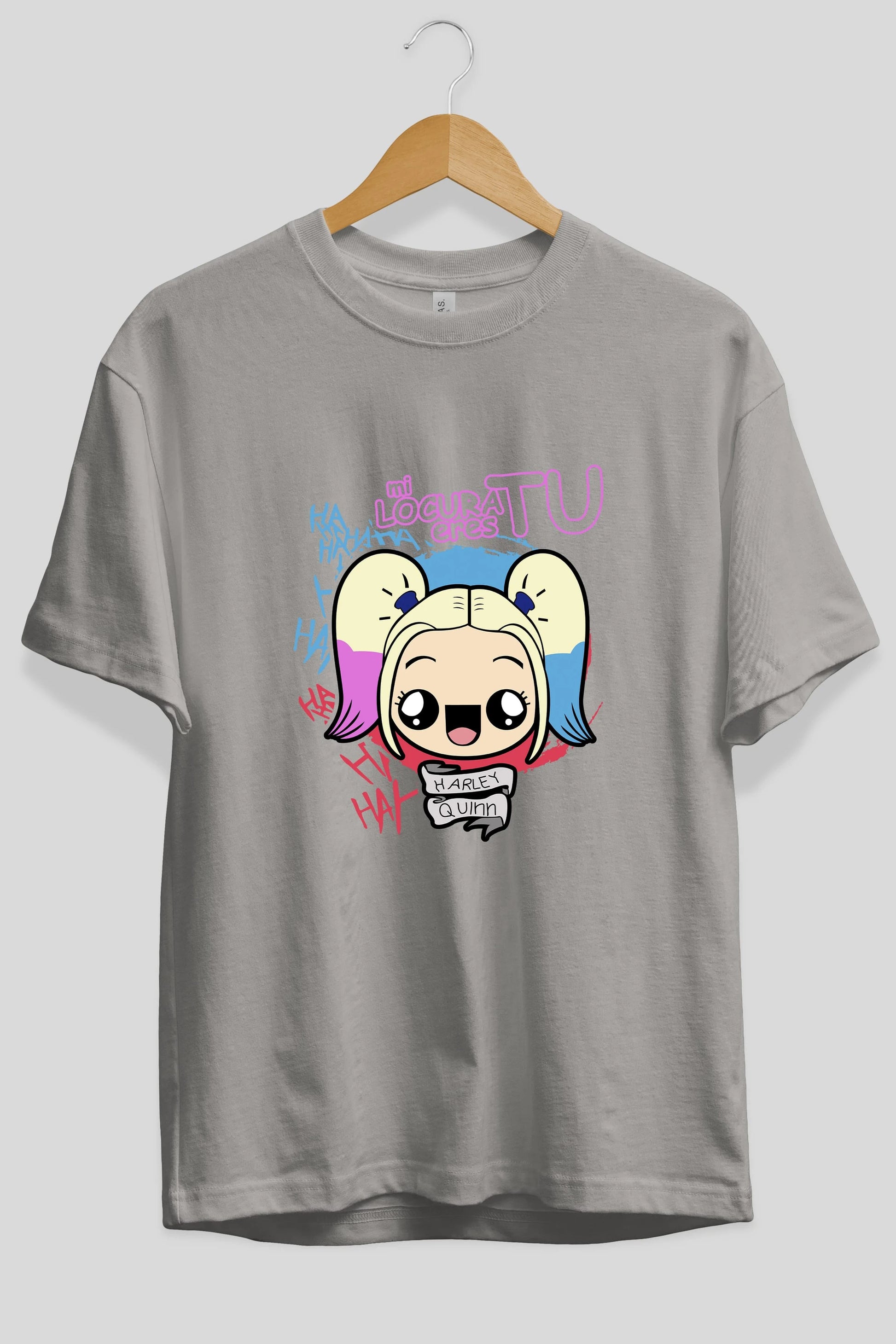 Harley Quinn Ön Baskılı Oversize t-shirt Erkek Kadın Unisex %100 Pamuk Bisiklet Yaka tişort