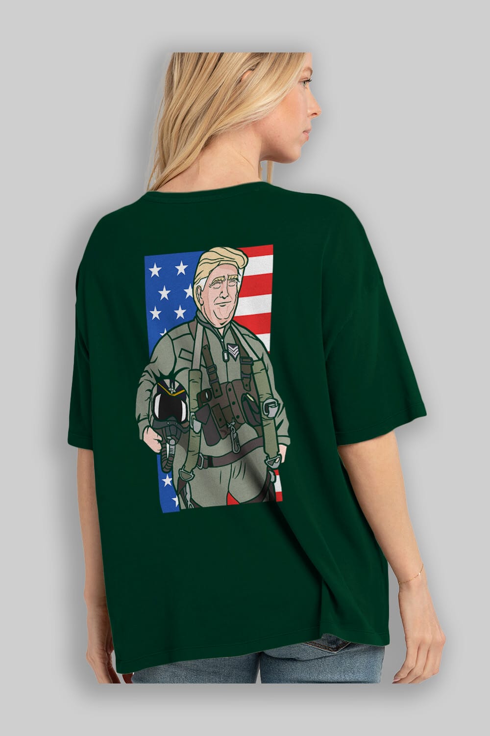 Trump Jetplane Pilot Arka Baskılı Oversize t-shirt Erkek Kadın Unisex %100 Pamuk tişort