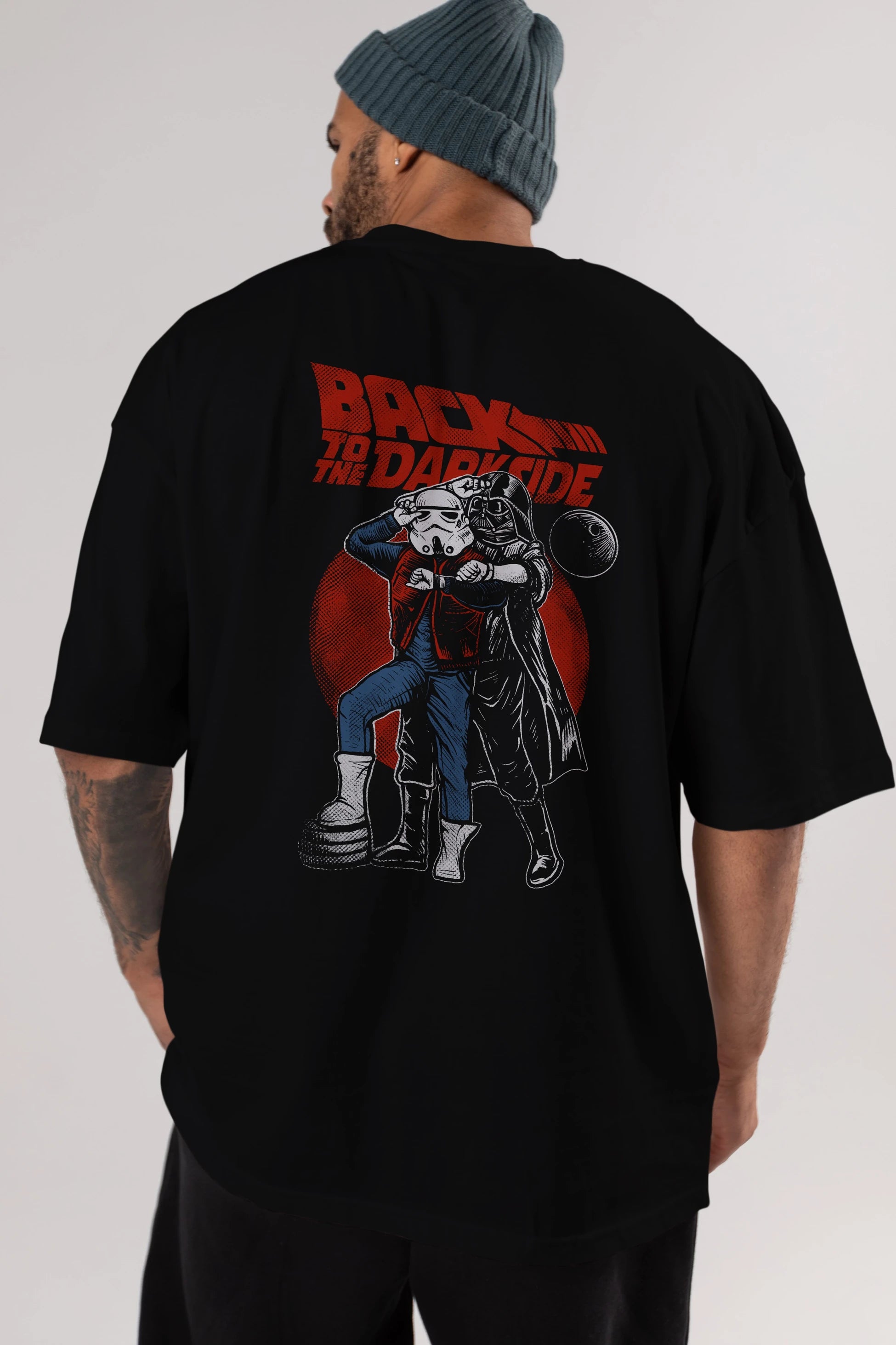 Back To The Darkside Arka Baskılı Oversize t-shirt Erkek Kadın Unisex %100 Pamuk