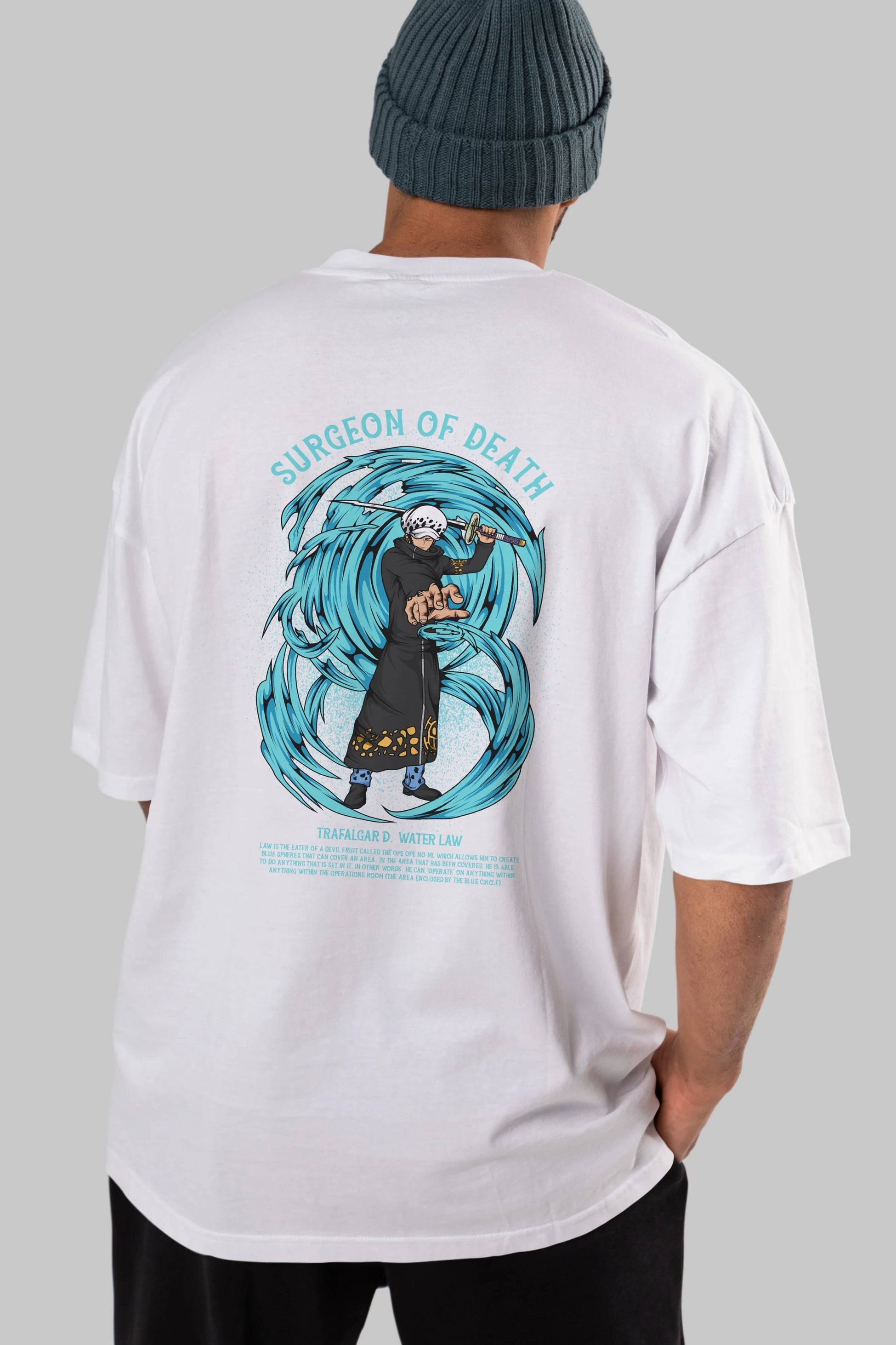 Trafalgad D. Water Law Anime Arka Baskılı Oversize t-shirt Erkek Kadın Unisex