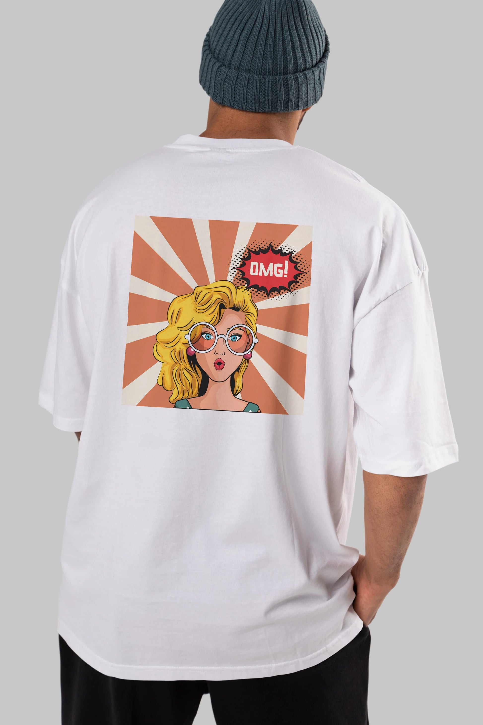 OMG Yazılı Retro Arka Baskılı Oversize t-shirt Erkek Kadın Unisex