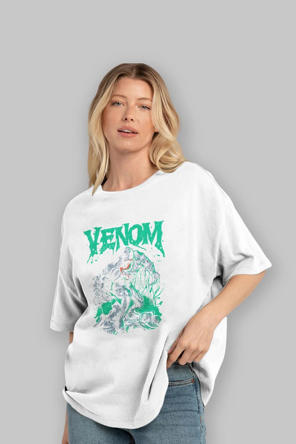 Venom (3) Ön Baskılı Oversize t-shirt Erkek Kadın Unisex %100 Pamuk Bisiklet Yaka tişort