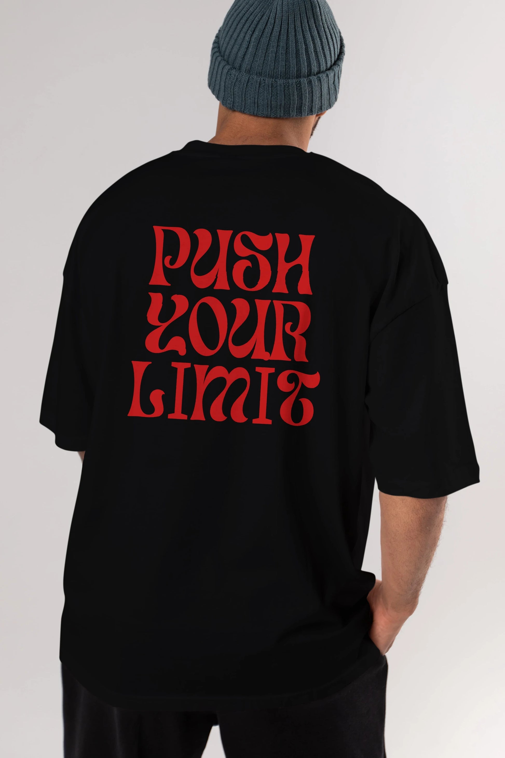 Push Your Limit Yazılı 2 Arka Baskılı Oversize t-shirt Erkek Kadın Unisex