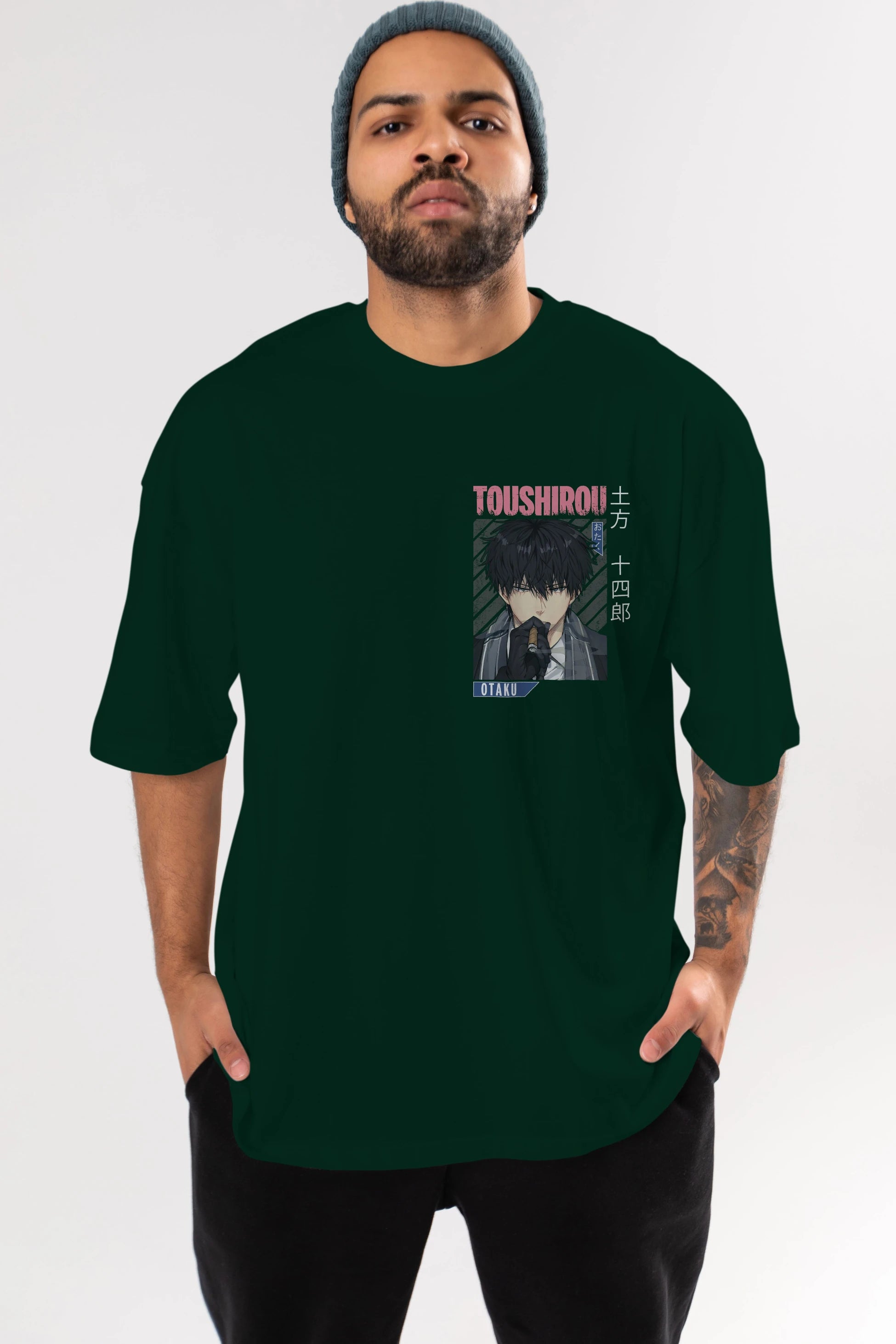 Toushirou Hijikata 2 Ön Sol Baskılı Oversize t-shirt Erkek Kadın Unisex %100 Pamuk Bisiklet Yaka tişort