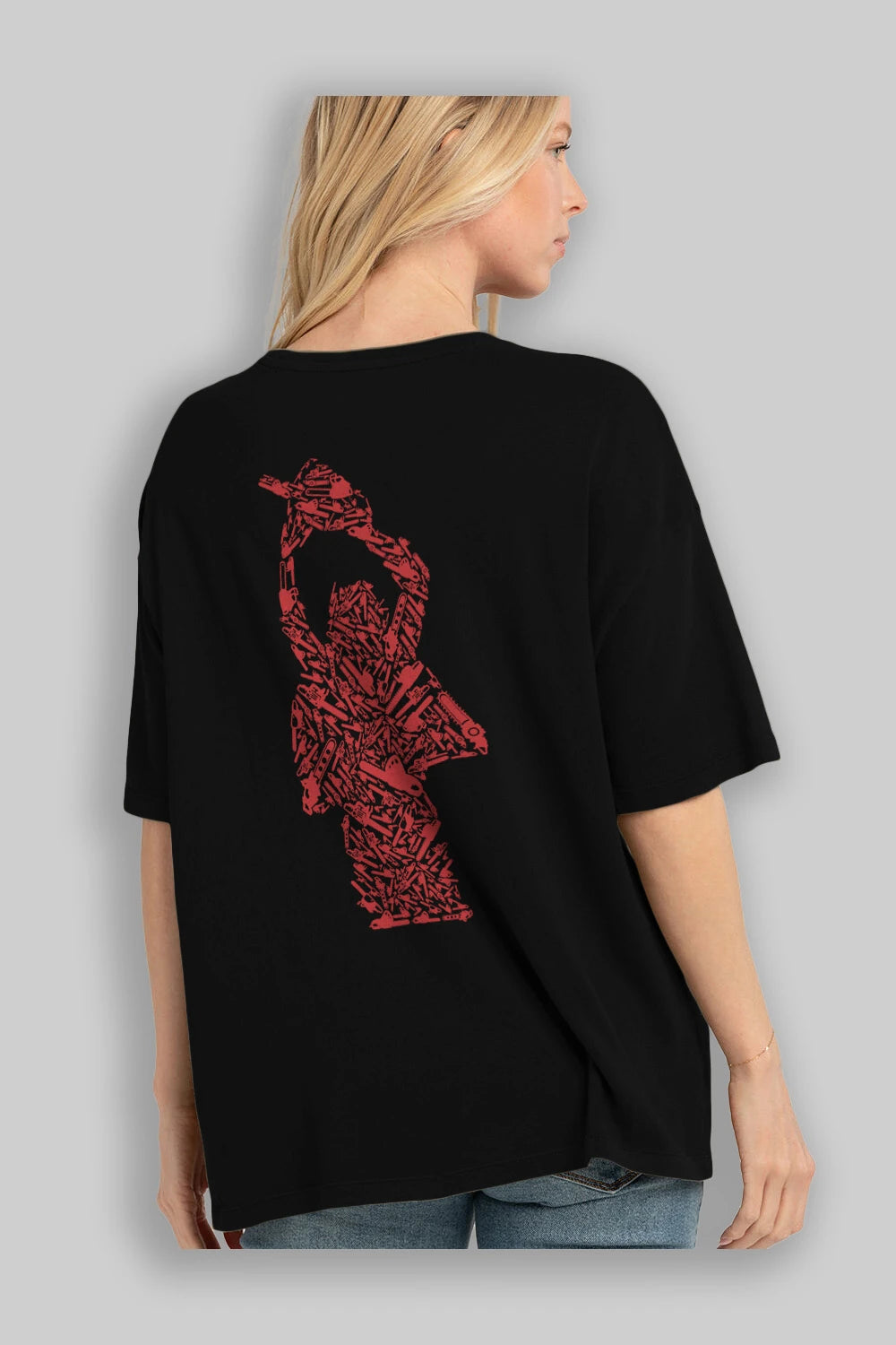 Chainsaw Arka Baskılı Oversize t-shirt %100 pamuk Erkek Kadın Unisex
