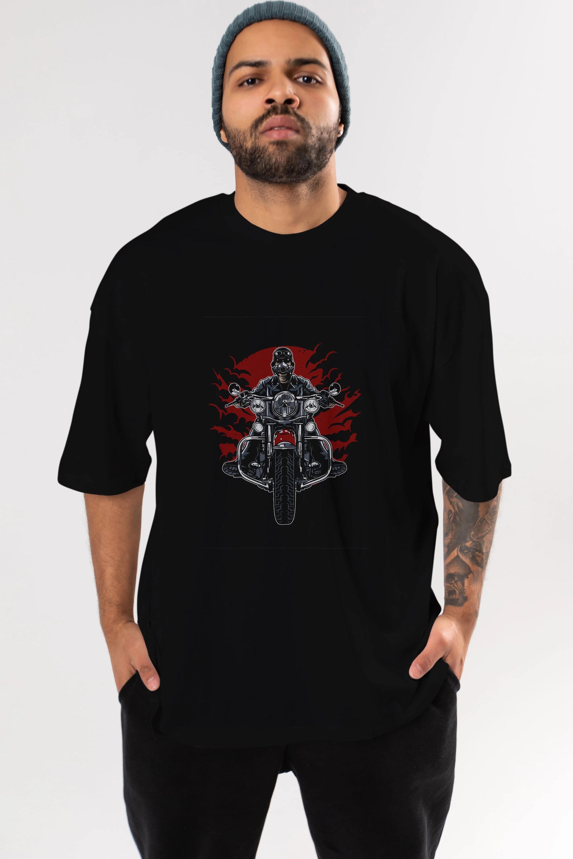 Wild Biker Ön Baskılı Oversize t-shirt Erkek Kadın Unisex %100 Pamuk tişort