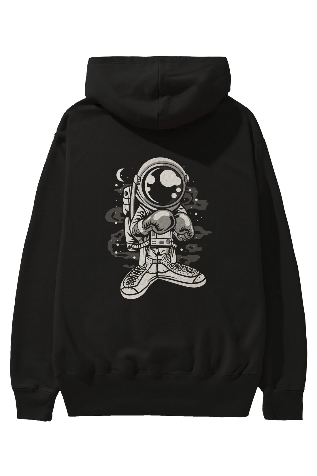Astronaut Boxer Arka Baskılı Hoodie Oversize Kapüşonlu Sweatshirt Erkek Kadın Unisex