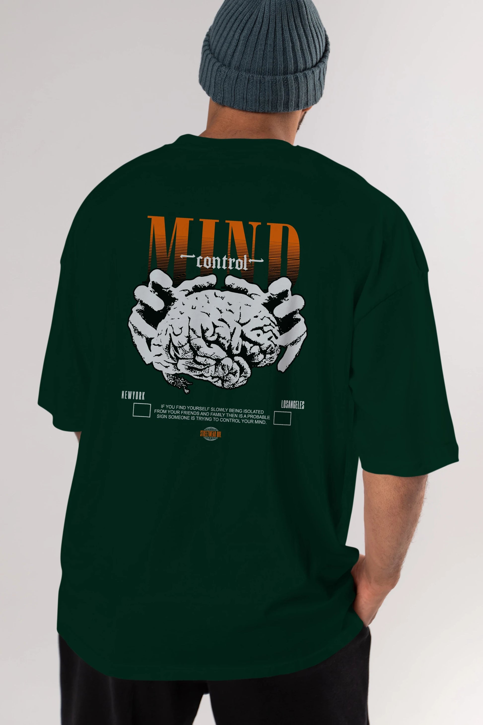 Mind Control Arka Baskılı Oversize t-shirt Erkek Kadın Unisex