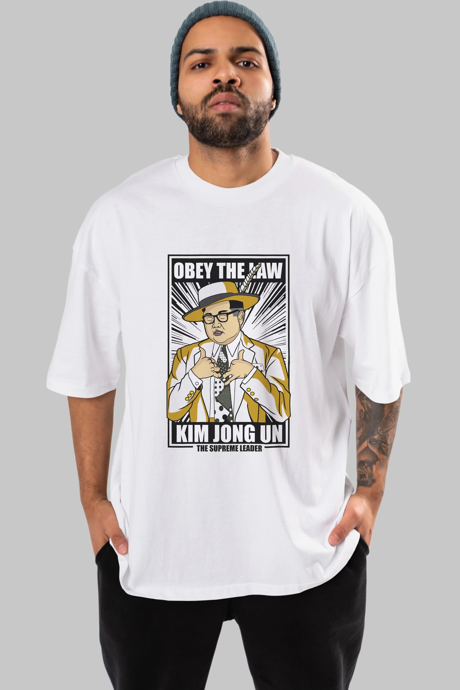 The Mask Jong Un Ön Baskılı Oversize t-shirt Erkek Kadın Unisex %100 Pamuk tişort