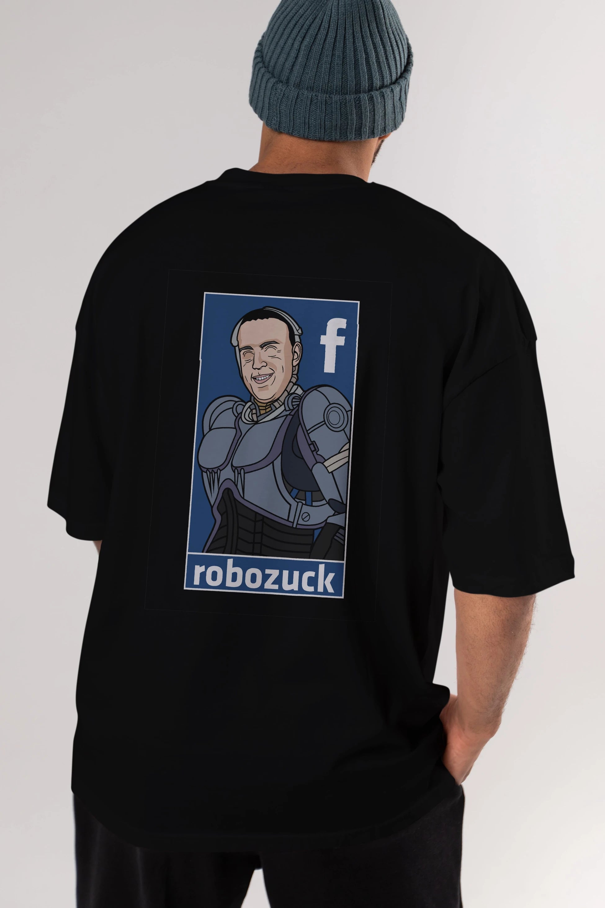 Robozuck Arka Baskılı Oversize t-shirt Erkek Kadın Unisex %100 Pamuk tişort