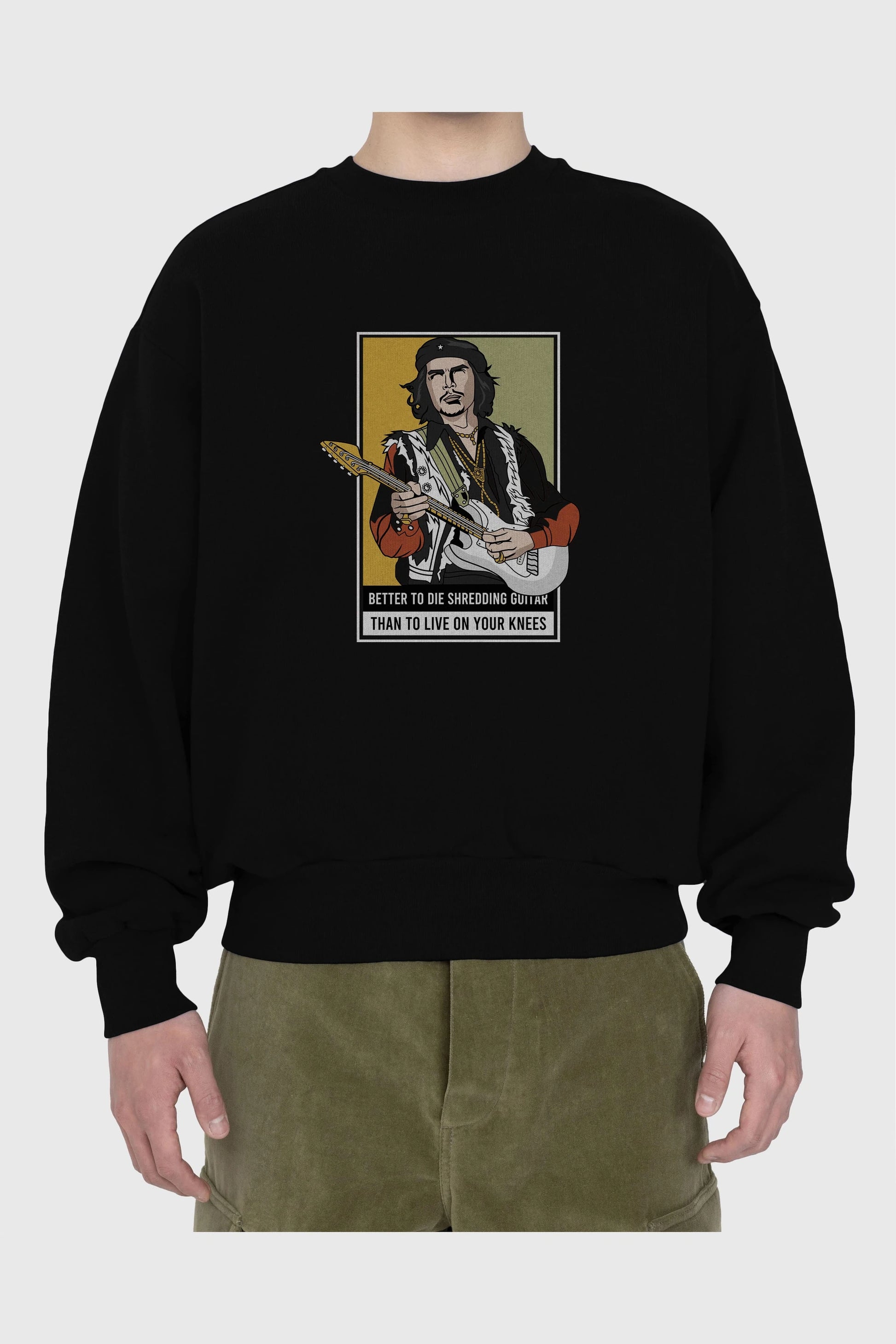 Che Guevara Hendrix Ön Baskılı Oversize Sweatshirt Erkek Kadın Unisex