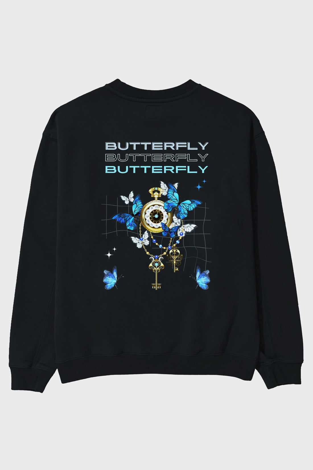 Butterfly Yazılı Arka Baskılı Oversize Sweatshirt Erkek Kadın Unisex