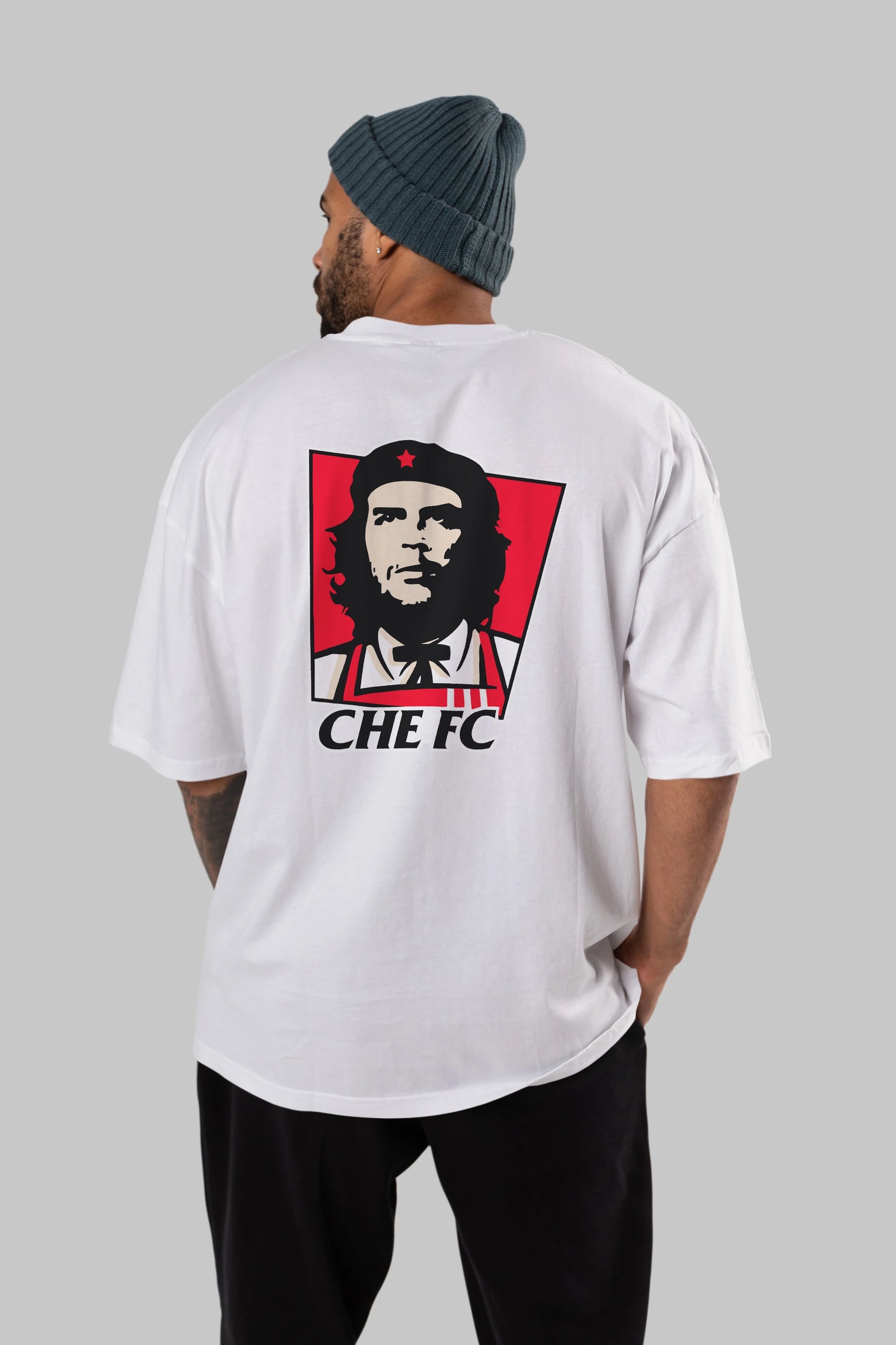 Che FC Arka Baskılı Oversize t-shirt Erkek Kadın Unisex %100 Pamuk Bisiklet Yaka tişort