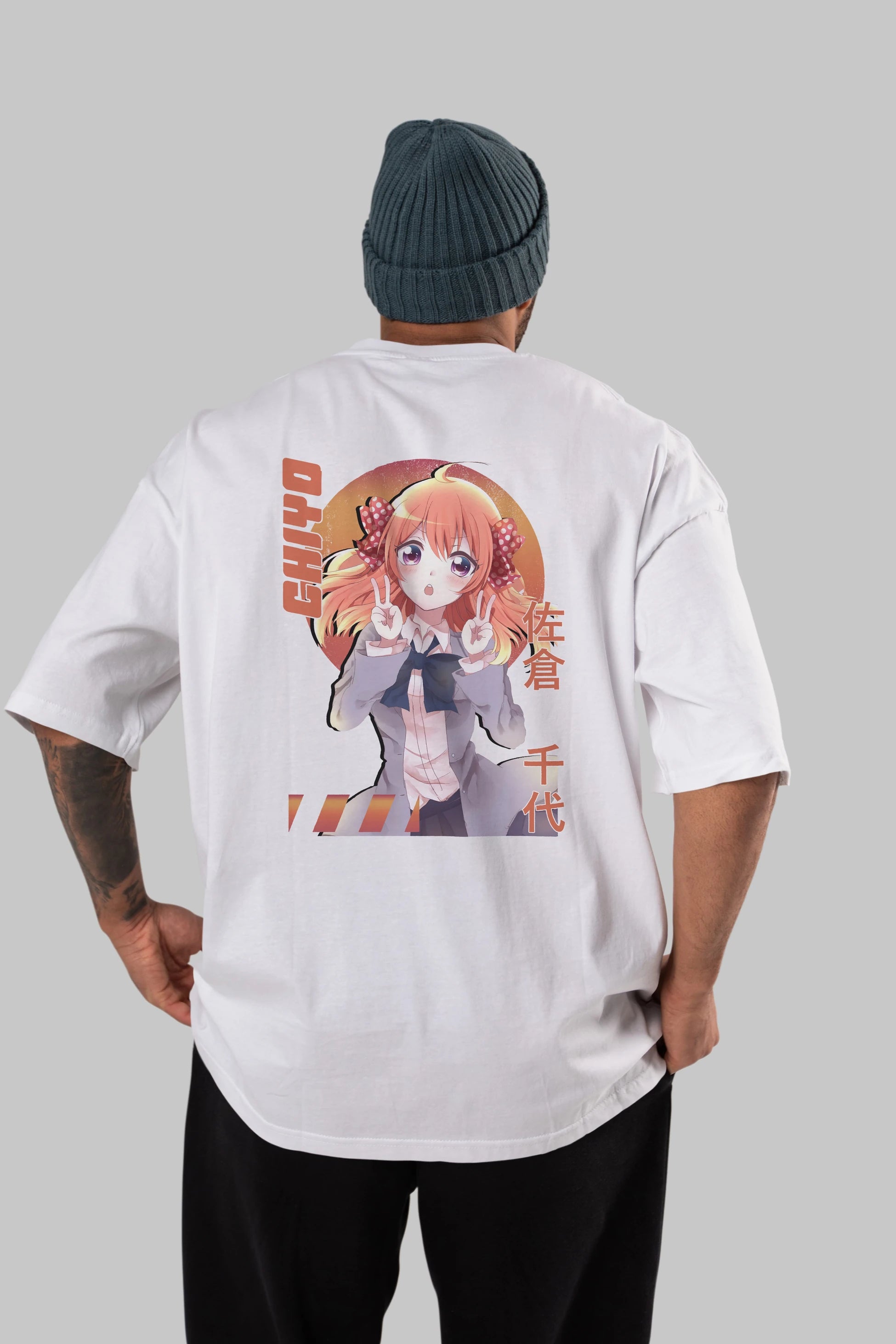 Chiyo Sakura 5 Anime Arka Baskılı Oversize t-shirt Erkek Kadın Unisex