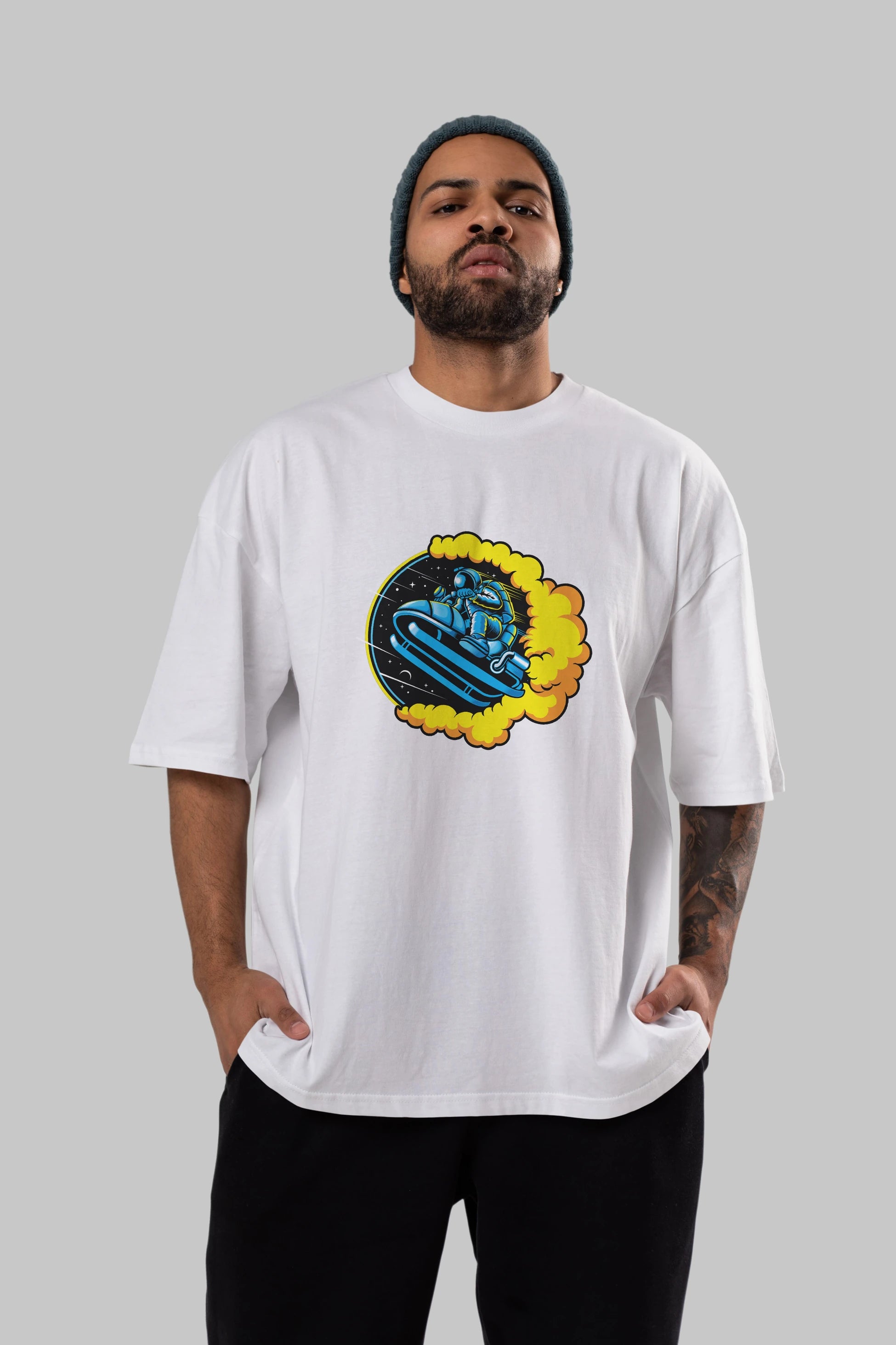Astrojump with Snowmobile Ön Baskılı Oversize t-shirt Erkek Kadın Unisex