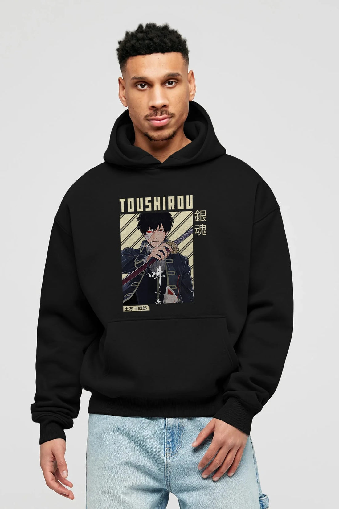 Toushirou Hijikata Anime Ön Baskılı Hoodie Oversize Kapüşonlu Sweatshirt Erkek Kadın Unisex