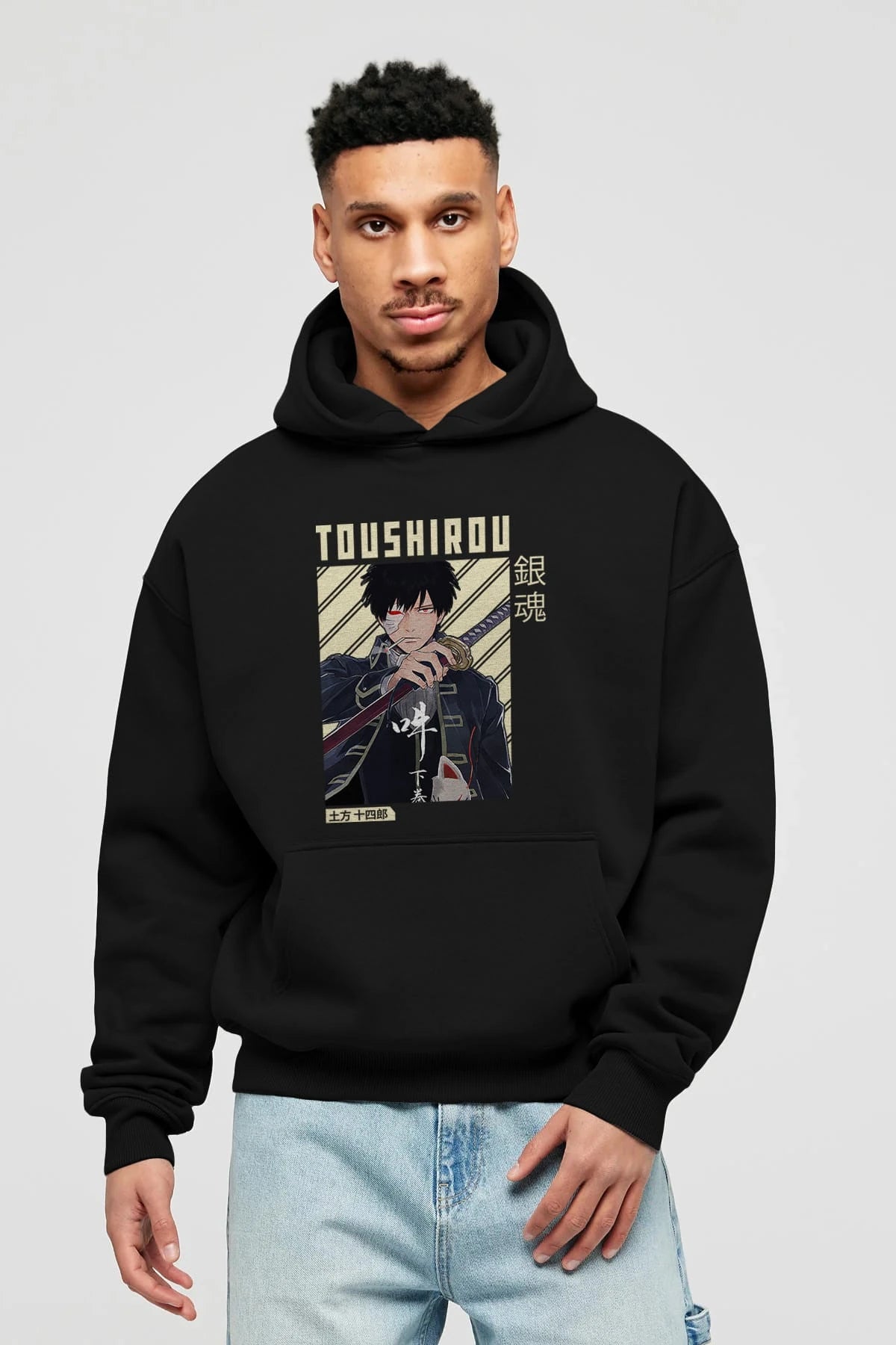 Toushirou Hijikata Anime Ön Baskılı Hoodie Oversize Kapüşonlu Sweatshirt Erkek Kadın Unisex
