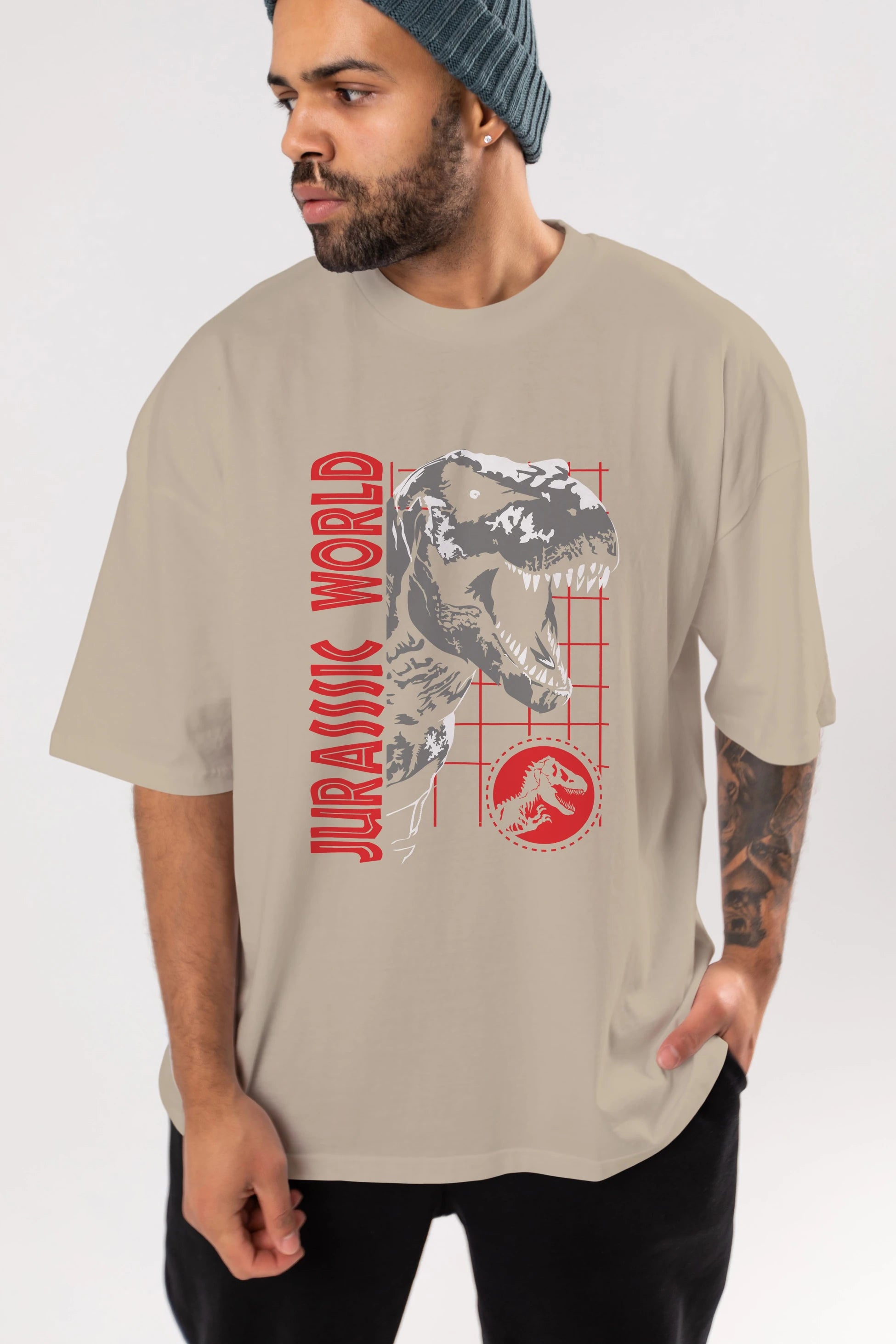 Jurassic Park (2) Ön Baskılı Oversize t-shirt Erkek Kadın Unisex %100 Pamuk Bisiklet Yaka tişort