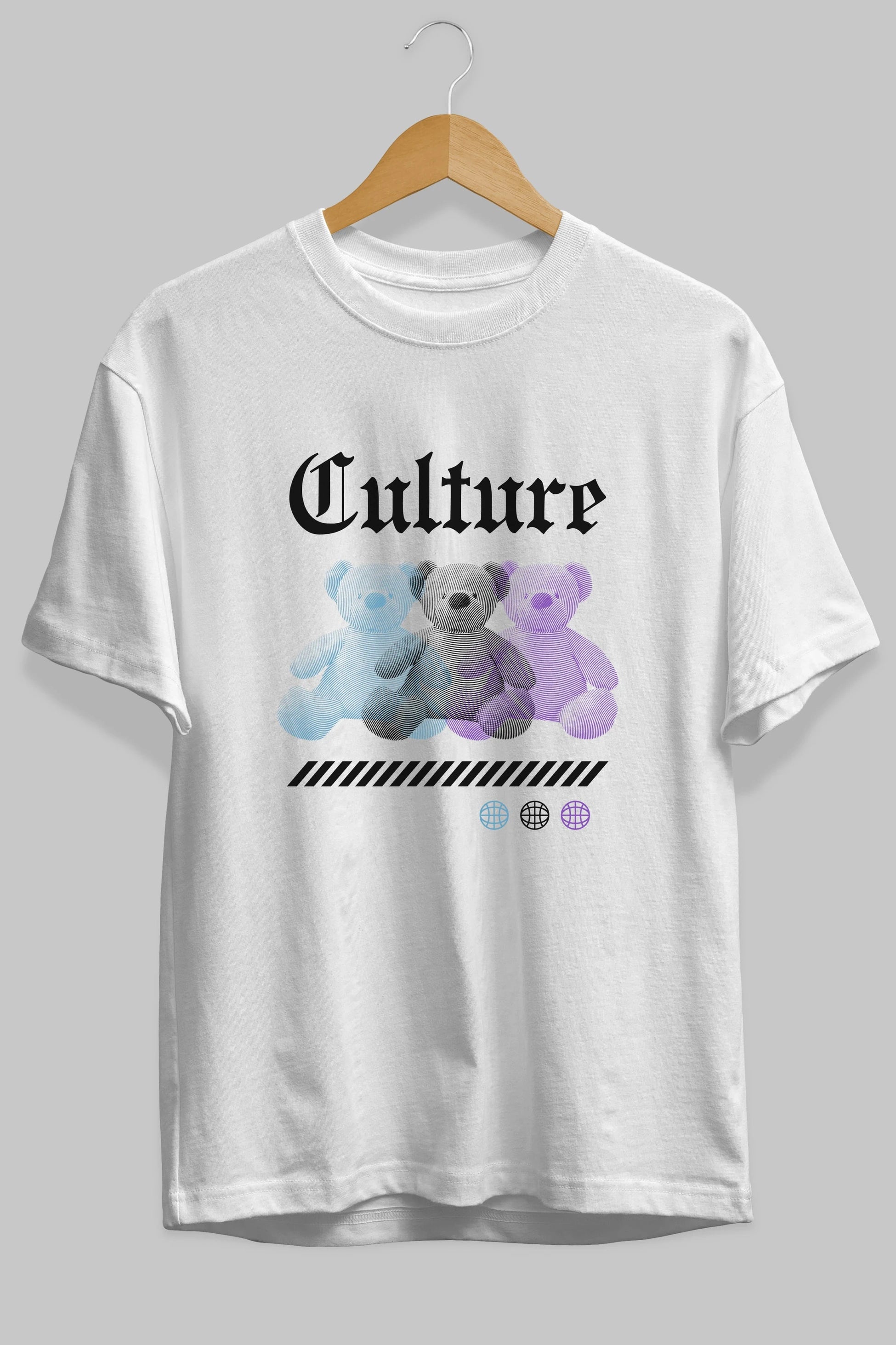 Culture Bear Ön Baskılı Oversize t-shirt Erkek Kadın Unisex