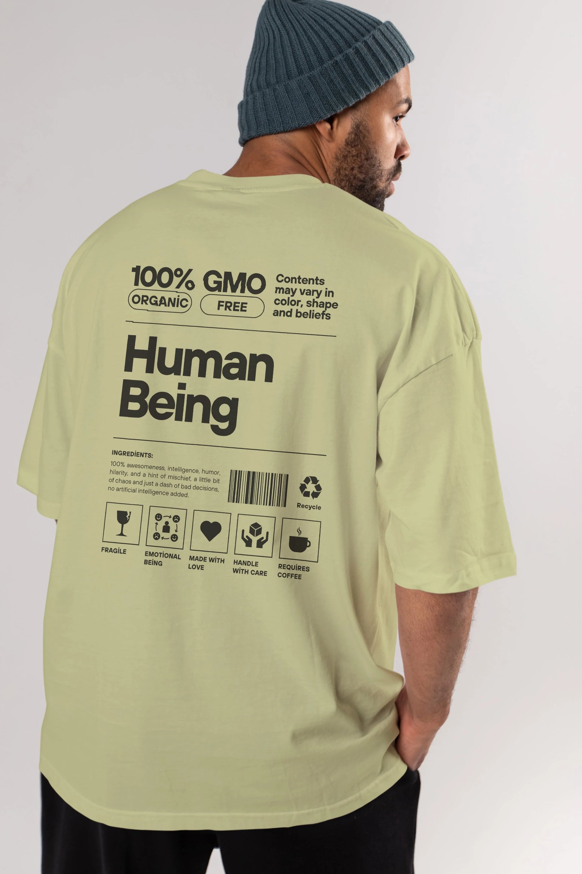 Human Being Arka Baskılı Oversize t-shirt Erkek Kadın Unisex