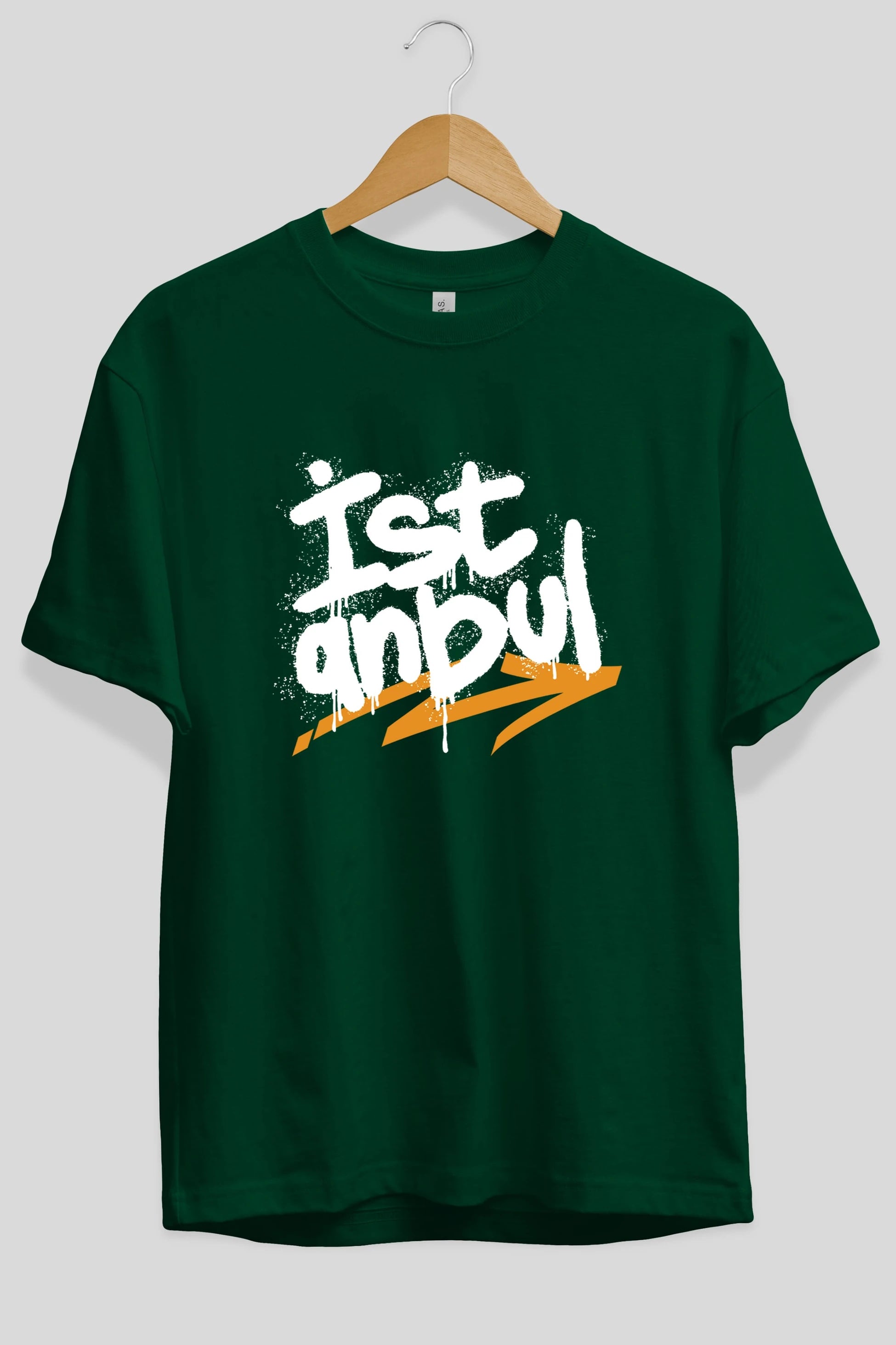 istanbul Yazılı Ön Baskılı Oversize t-shirt Erkek Kadın Unisex