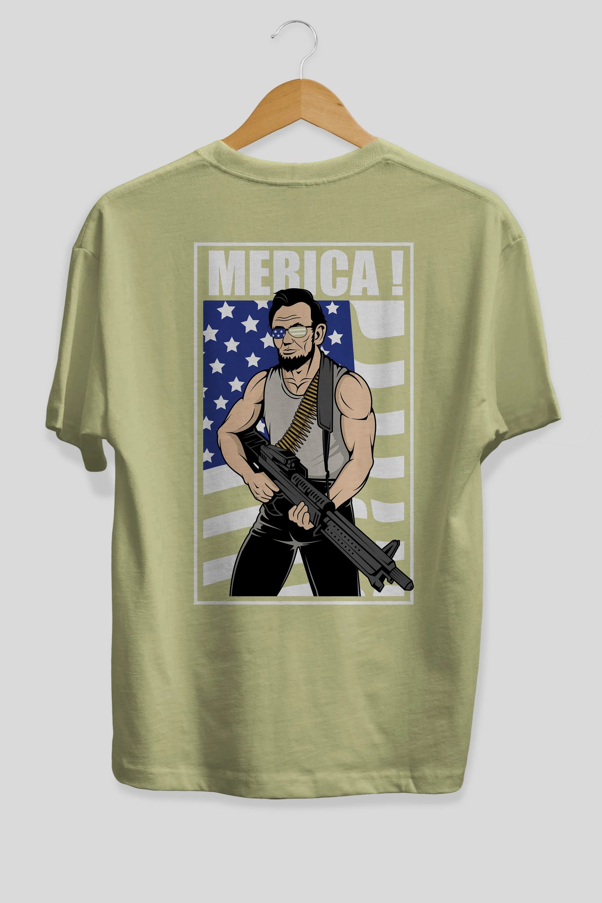 Lincoln Rambo Arka Baskılı Oversize t-shirt Erkek Kadın Unisex %100 Pamuk tişort