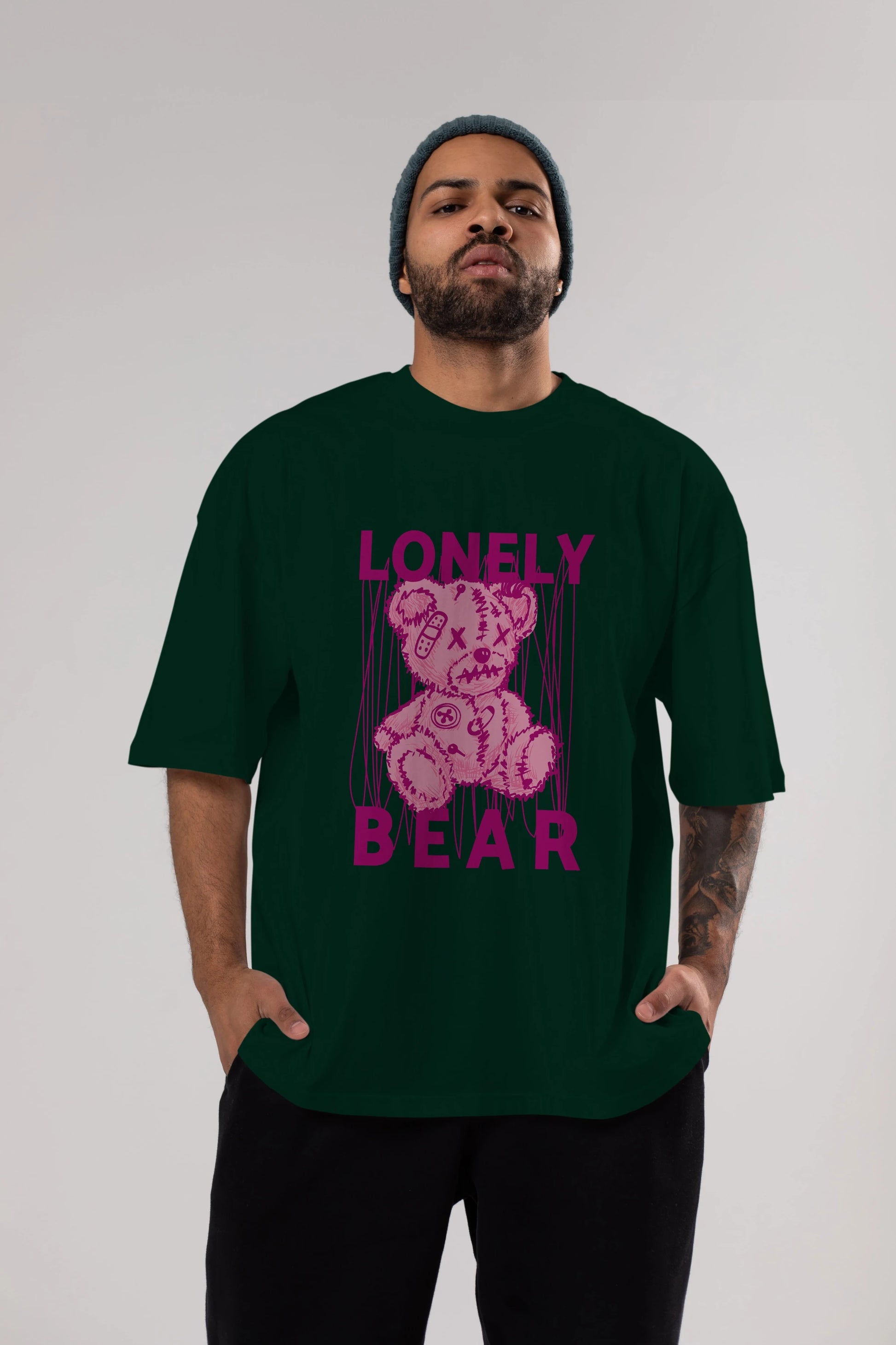 Lonely Bear Ön Baskılı Oversize t-shirt Erkek Kadın Unisex