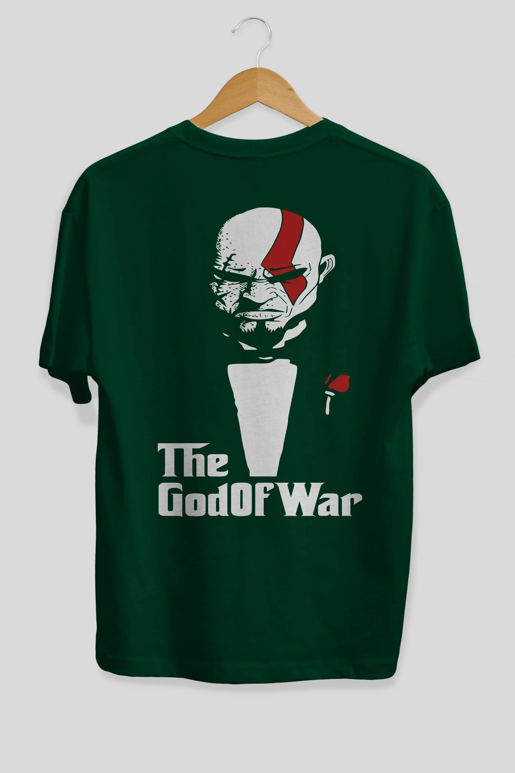 The God of War Arka Baskılı Oversize t-shirt Erkek Kadın Unisex %100 Pamuk Bisiklet Yaka tişort