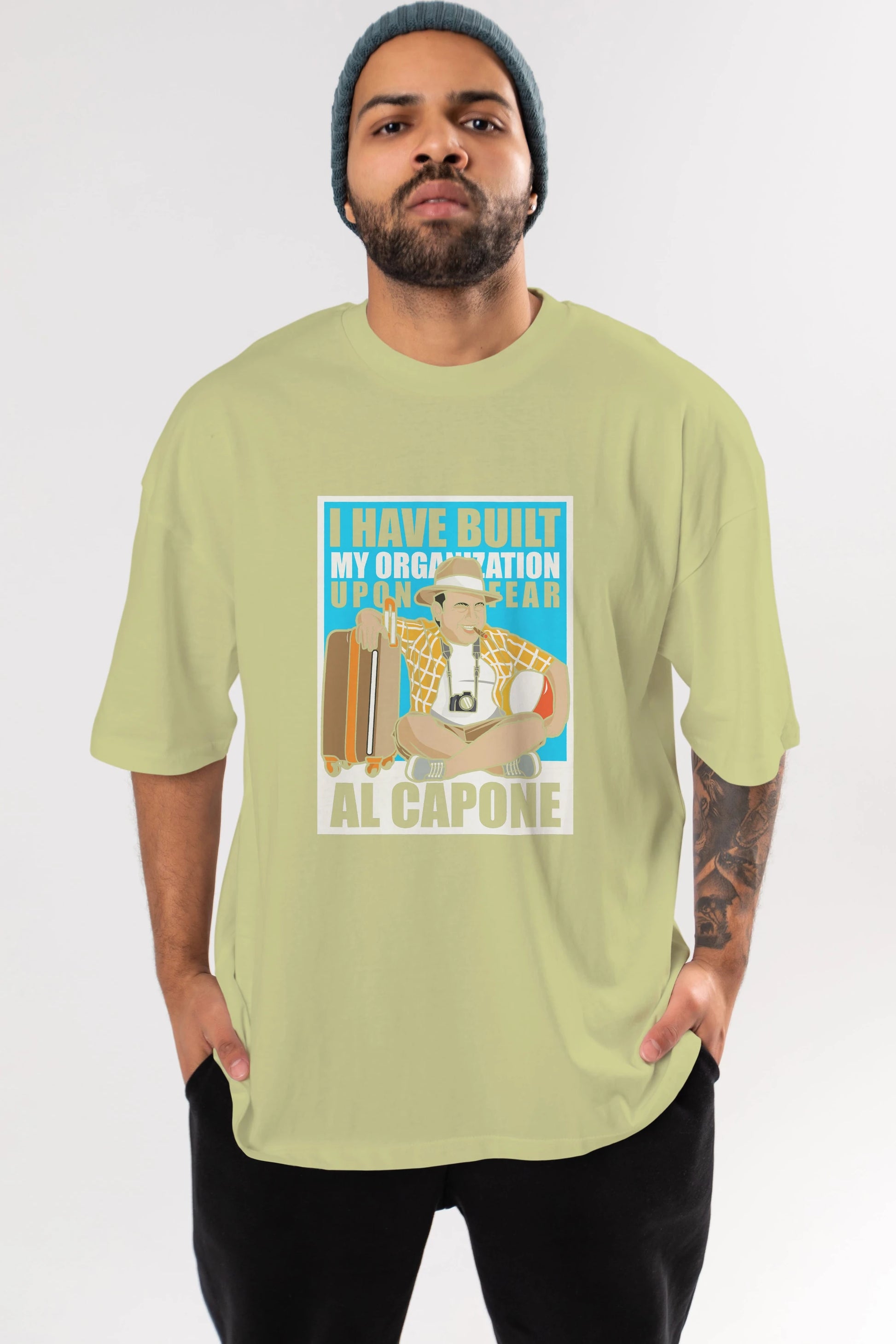 Al Capone Holiday Ön Baskılı Oversize t-shirt Erkek Kadın Unisex %100 Pamuk tişort