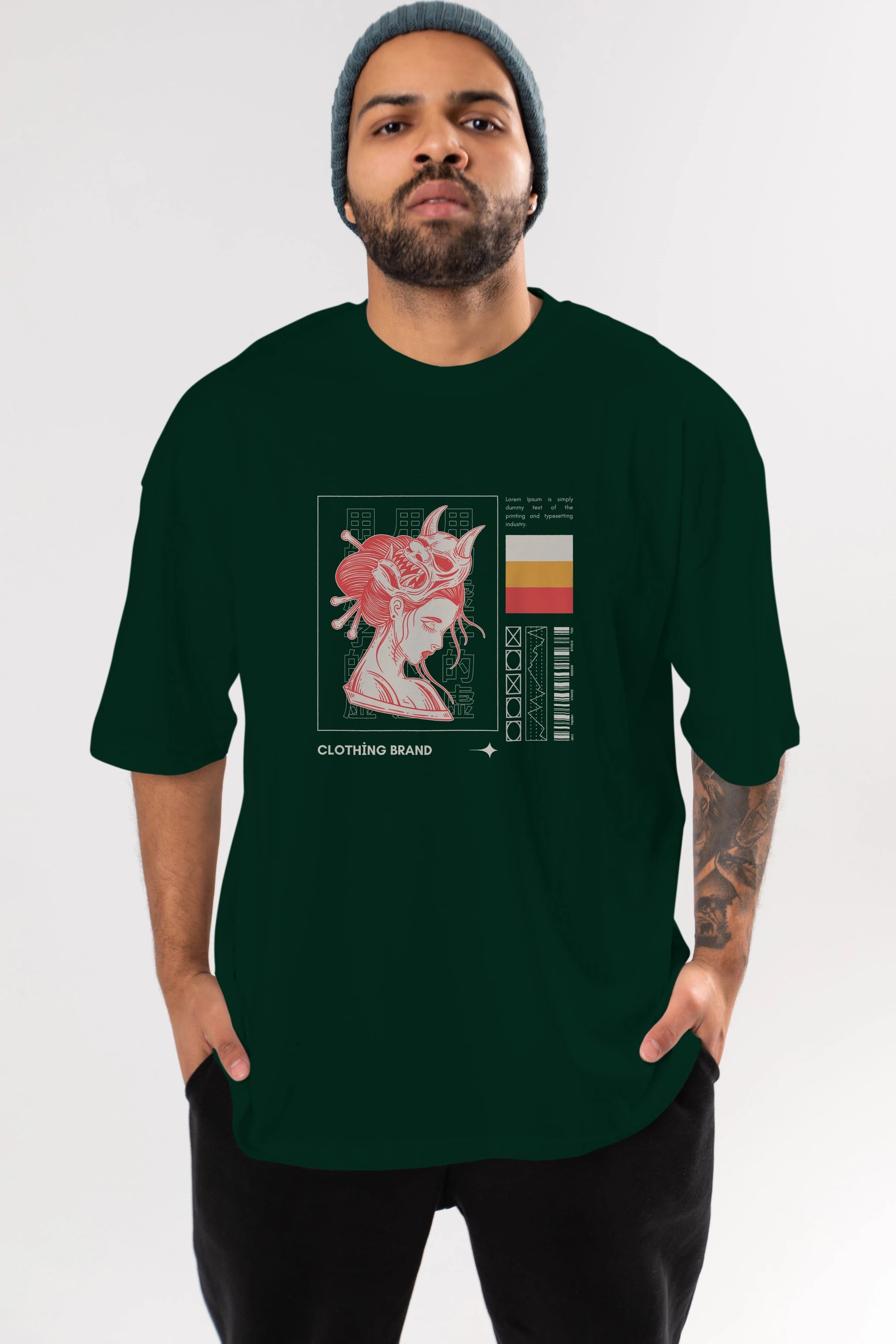 Hipster Japanese Style 2 Ön Baskılı Oversize t-shirt Erkek Kadın Unisex
