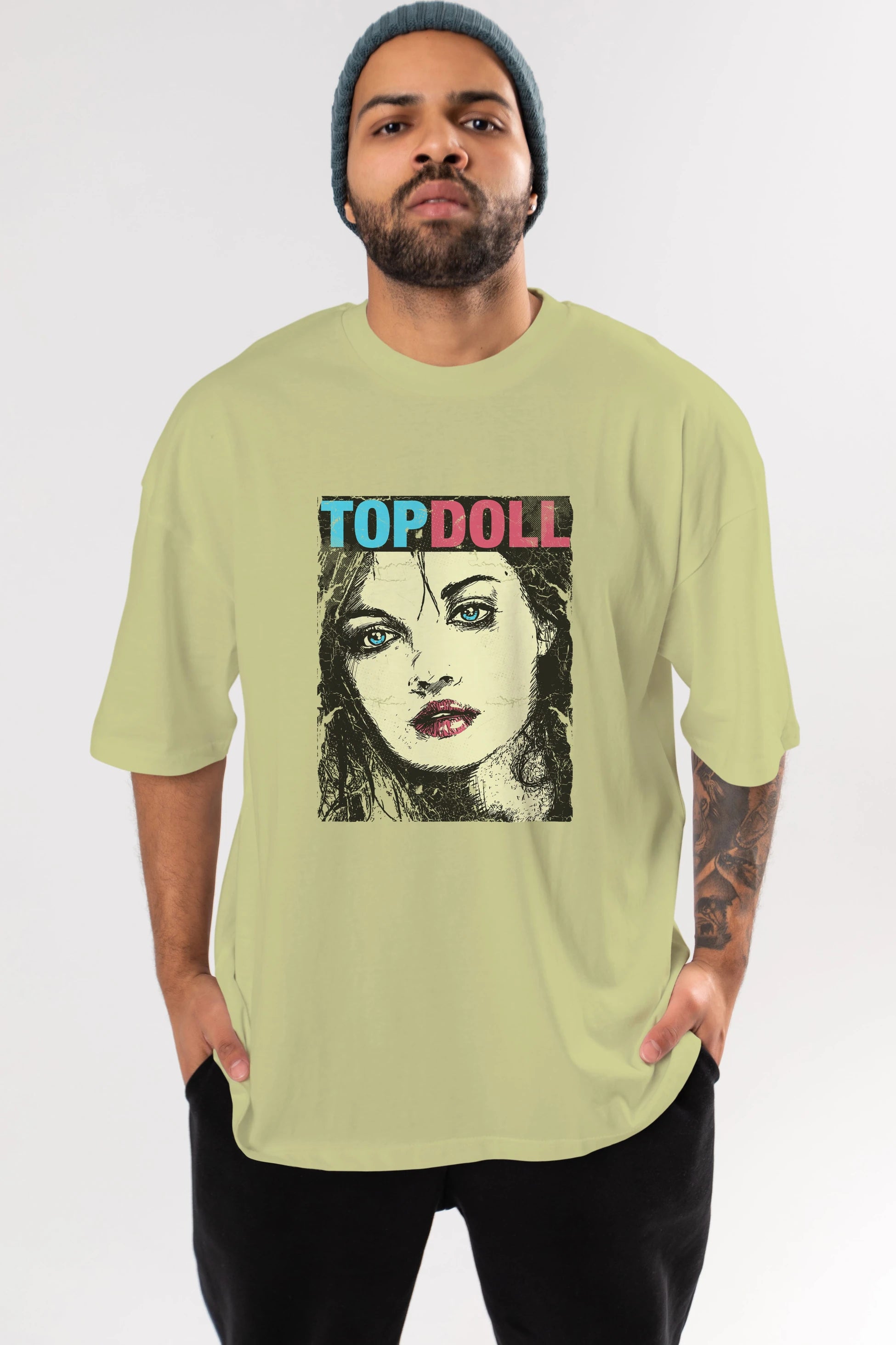 Topdoll Streetwear Ön Baskılı Oversize t-shirt Erkek Kadın Unisex
