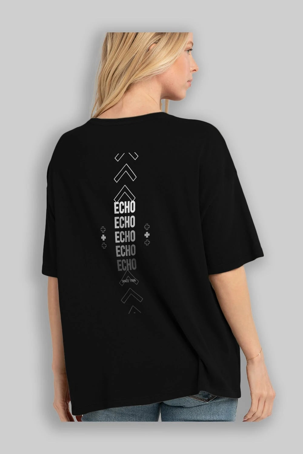 Echo Yazılı Arka Baskılı Oversize t-shirt Erkek Kadın Unisex