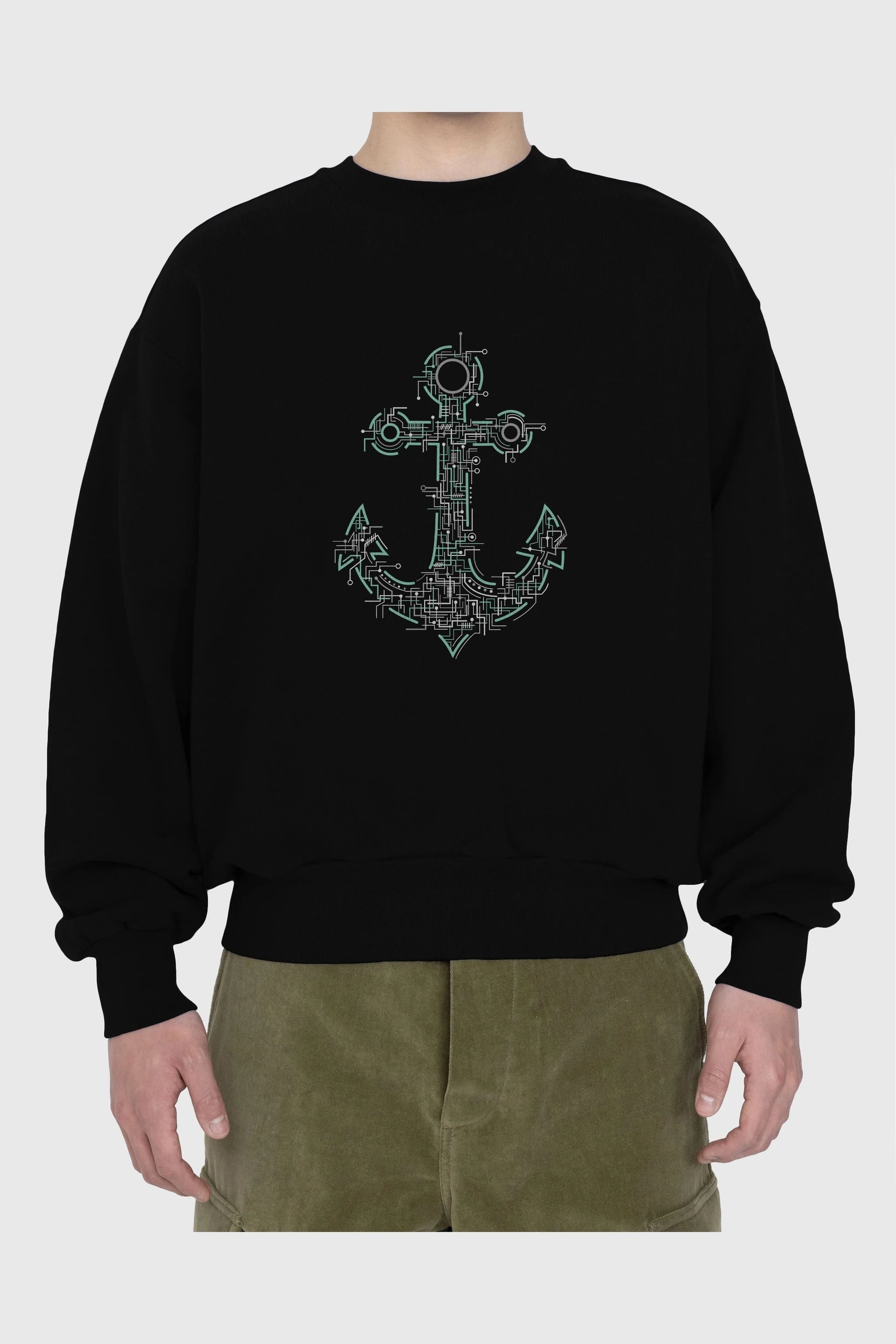 Electric Anchor Ön Baskılı Oversize Sweatshirt Erkek Kadın Unisex