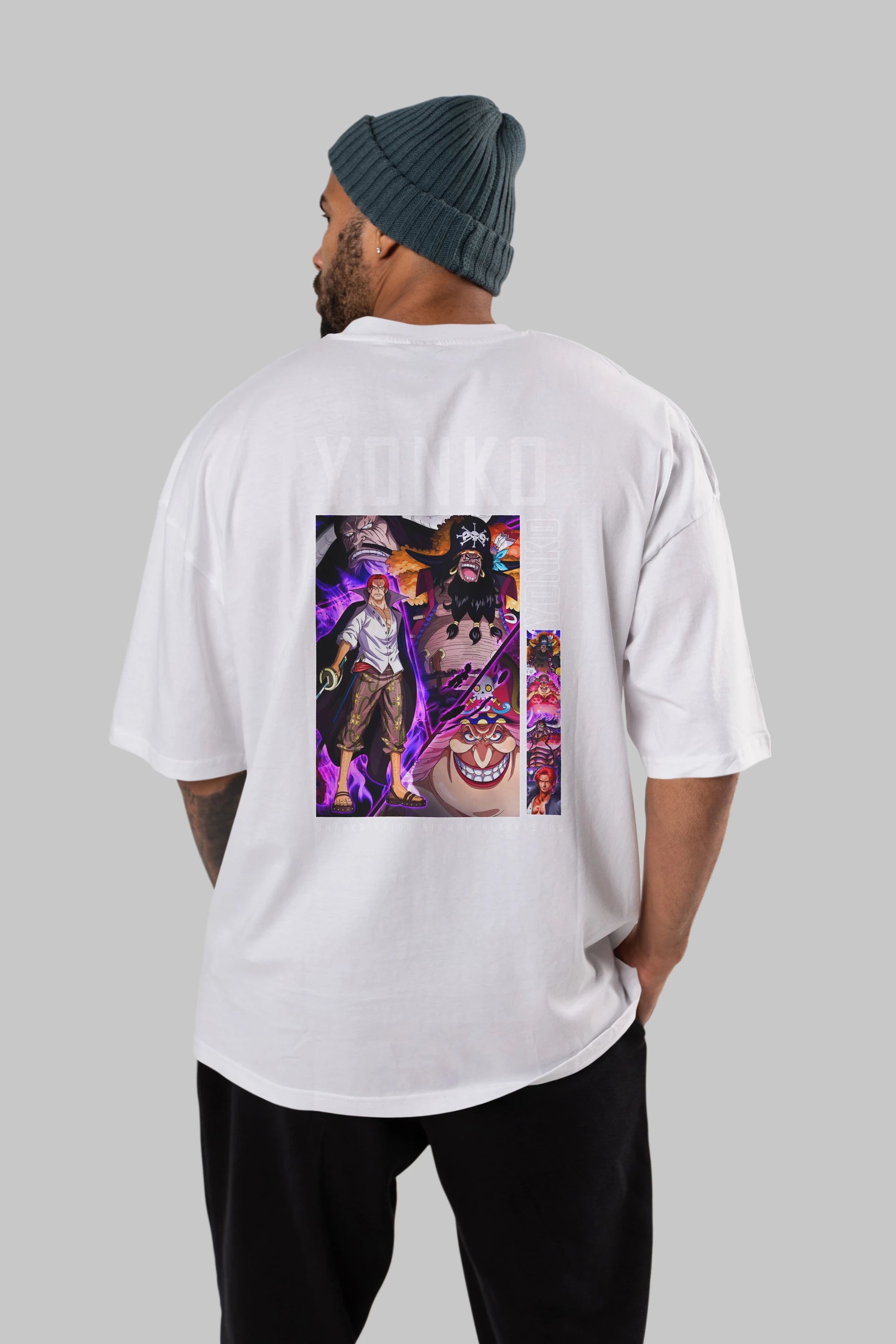 Yonko Anime Arka Baskılı Oversize t-shirt Erkek Kadın Unisex %100 pamuk tişort