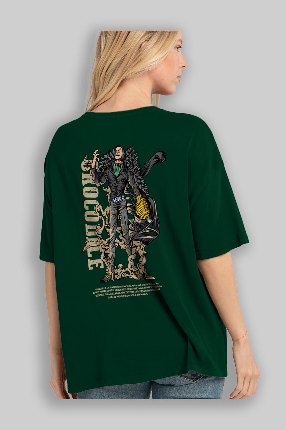 Crocodile Anime Arka Baskılı Oversize t-shirt Erkek Kadın Unisex