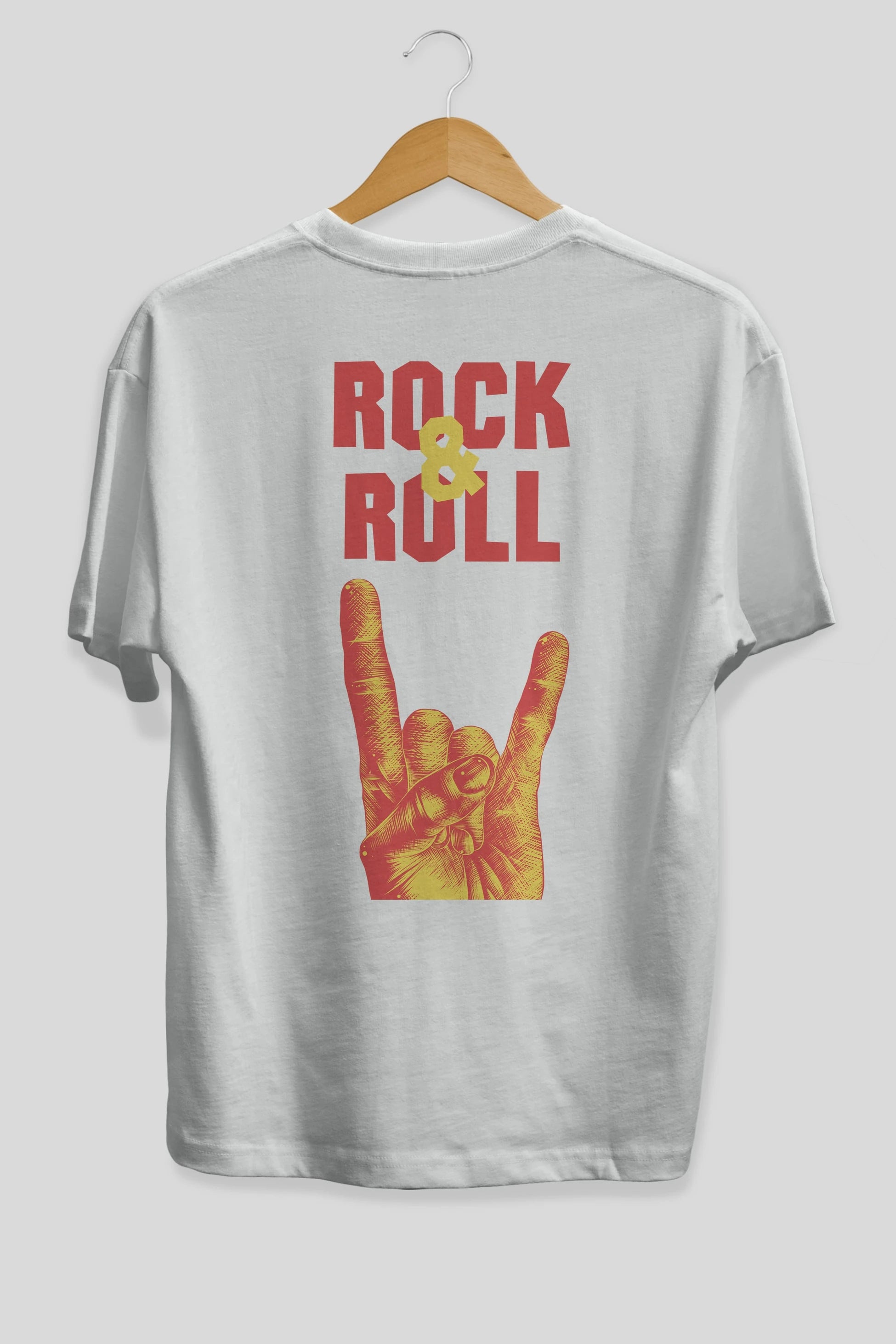 Rock & Roll Yazılı Arka Baskılı Oversize t-shirt Erkek Kadın Unisex
