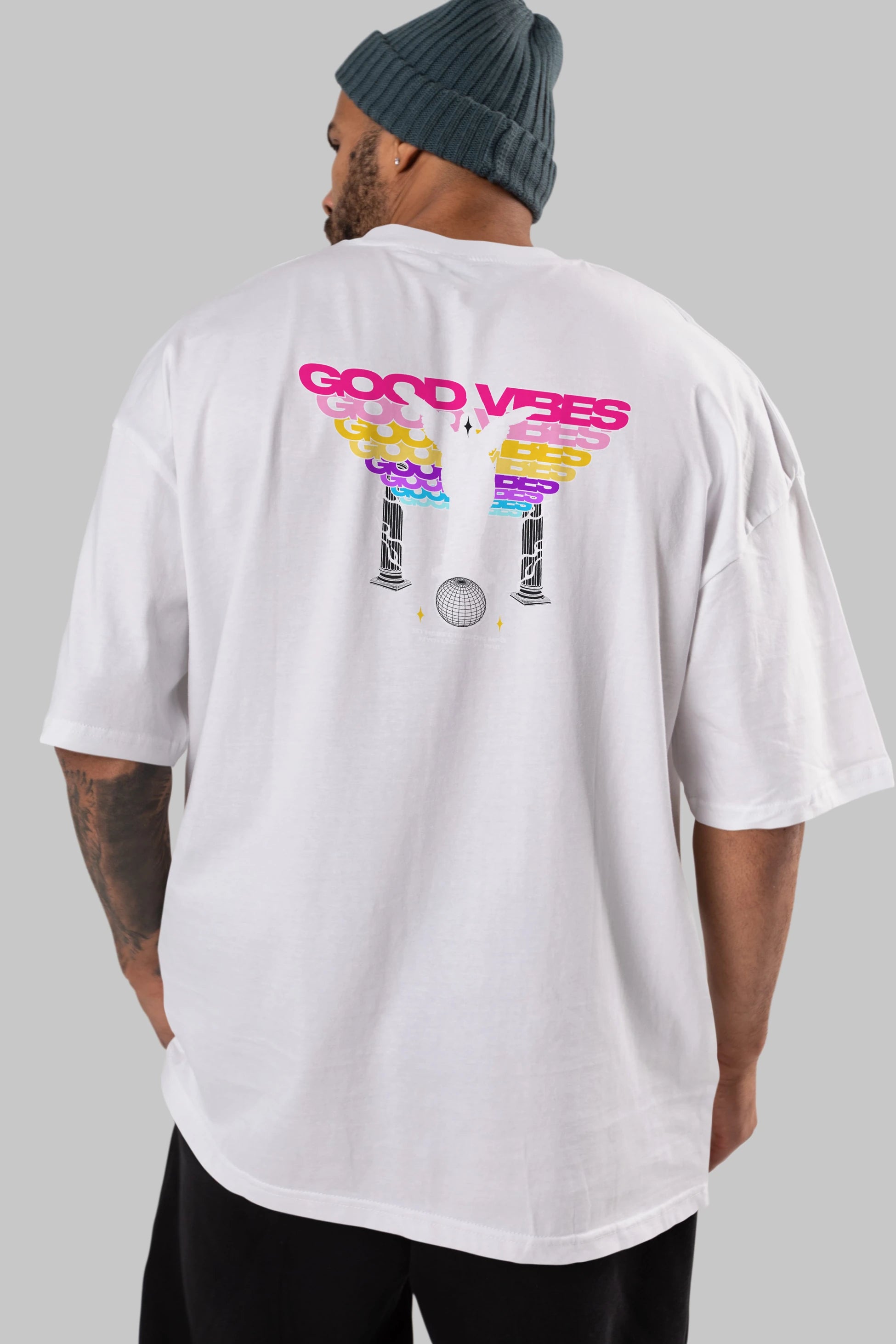 Good Vibes Arka Baskılı Oversize t-shirt Erkek Kadın Unisex